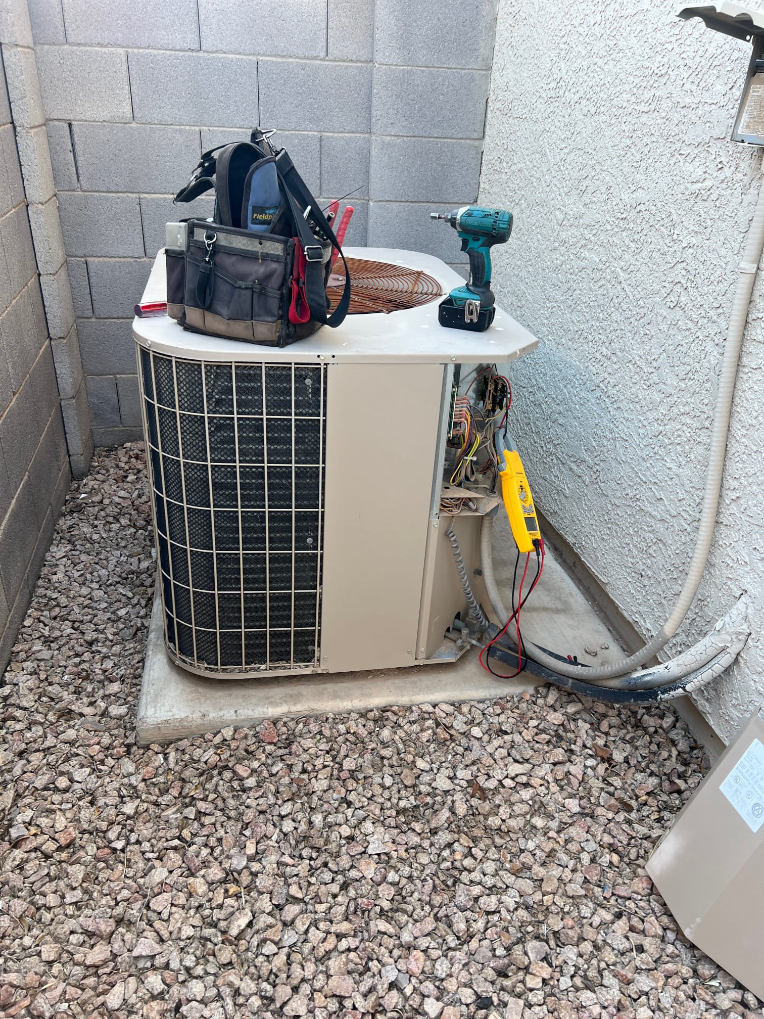 The unit has a failing outdoor fan motor and showing a low freon charge, which is indication of a leak possible indoor coil needs replaced. This has a discontinued Freon. The contactor coil on the 24 V side was going bad while testing the ams would jump down to, .80 ohms, which was interrupting the 24 V system shutting the condensing side down. I found it taking 6 A when the contractor got sucked in on the 24 V. I replaced the contactor and recommended replacing the system do it to its age and pending issues. 
I told the homeowner that these repairs today could get applied towards the new system if the homeowner moves forward within 30 days