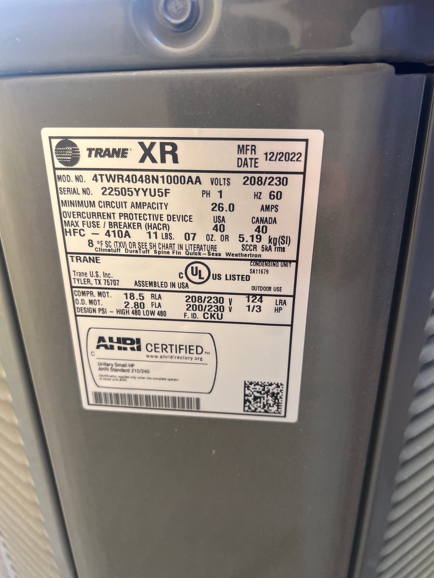 Performed an AC check on the system everything’s operating properly