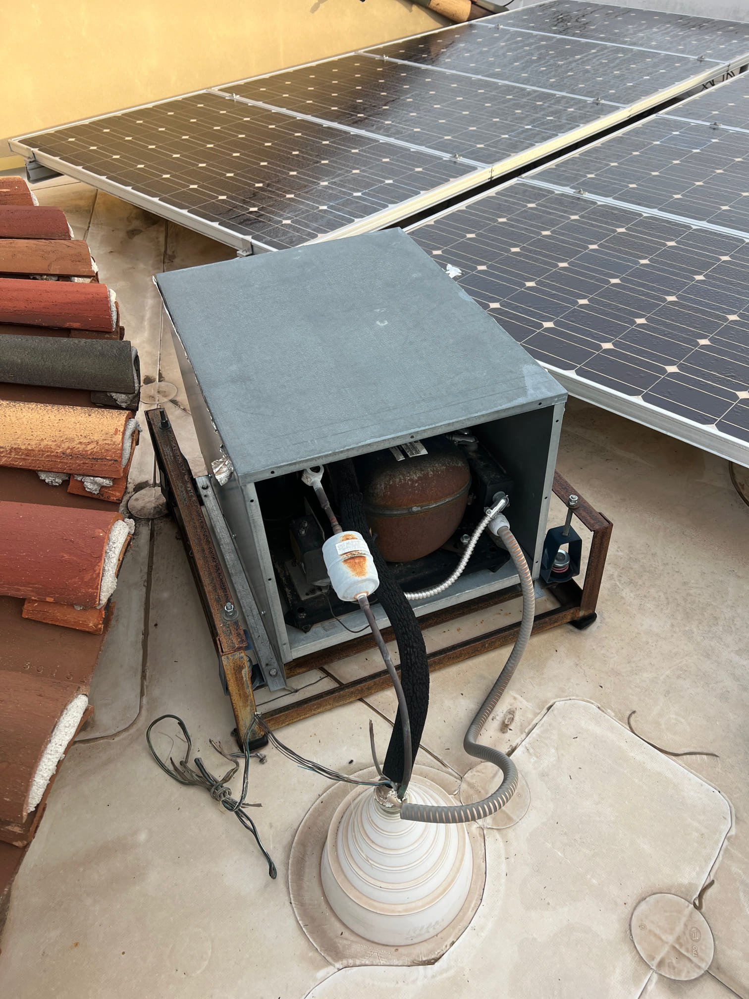 The wine room was not operating on arrival. I inspected the thermostat and found one of the terminal blocks on the base had been moved and not sending control voltage down the Y wire. I moved the terminal block down and checked operations. I checked the unit on the roof and it is operating properly in the unit is producing a good temperature split.