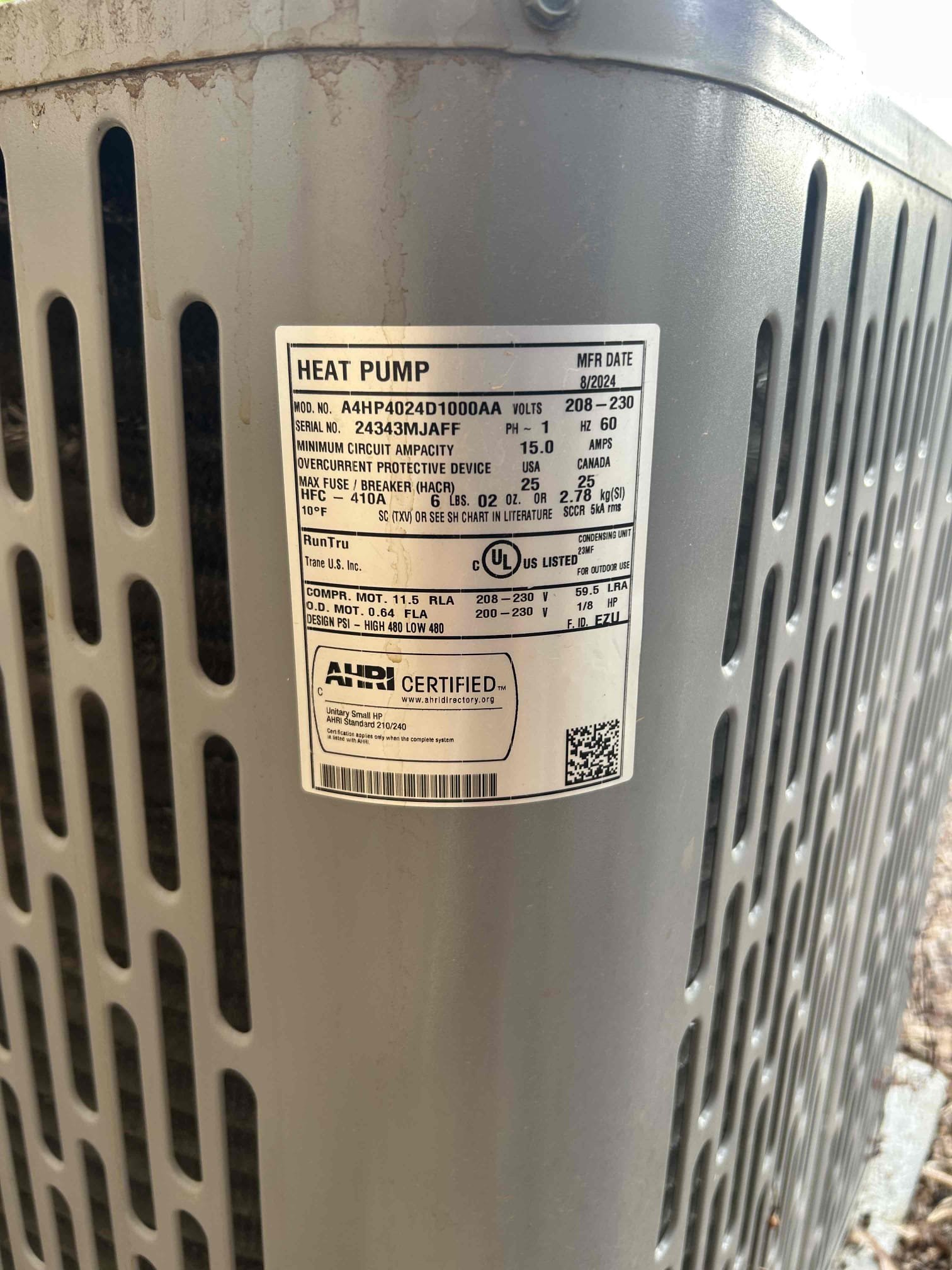 Compressor failure, need to order for repair. Unit down is to the casita. Run Tru equipment.