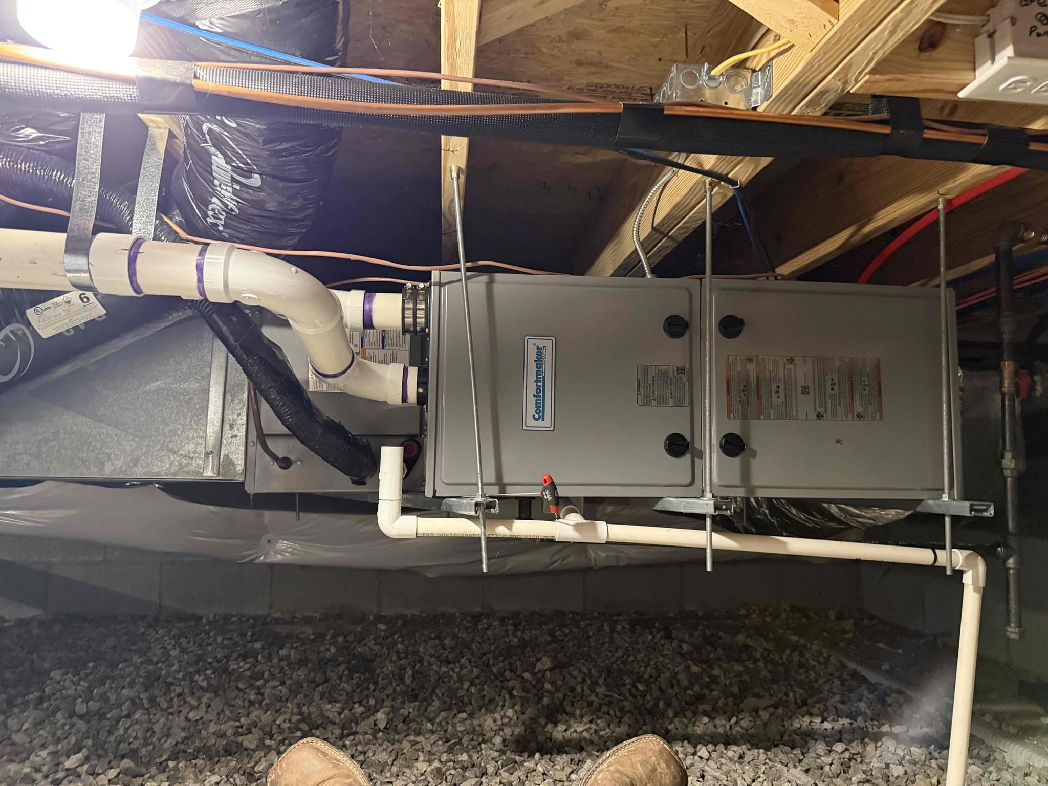 Cooling preventative maintenance performed
Check filter - 20x25x1 change soon
Check coil for any buildup debris in drain pan and flush with water
Set up thermometers
Check capacitor MFD - 43.68+5.02
Check OD fan Amp - 0.68
Check compressor Amp - 9.25
Verify pressures and HP-SC/LP-SH
Delta T - 20°
The Air handler and AC are in optimal running conditions.

Cooling preventative maintenance performed
Check filter -20x25x1 due soon
Check coil for any buildup debris in drain pan and flush with water
Set up thermometers
Verify pressures and HP-SC/LP-SH
Delta T - 18°
The Air handler and AC are in optimal running conditions.