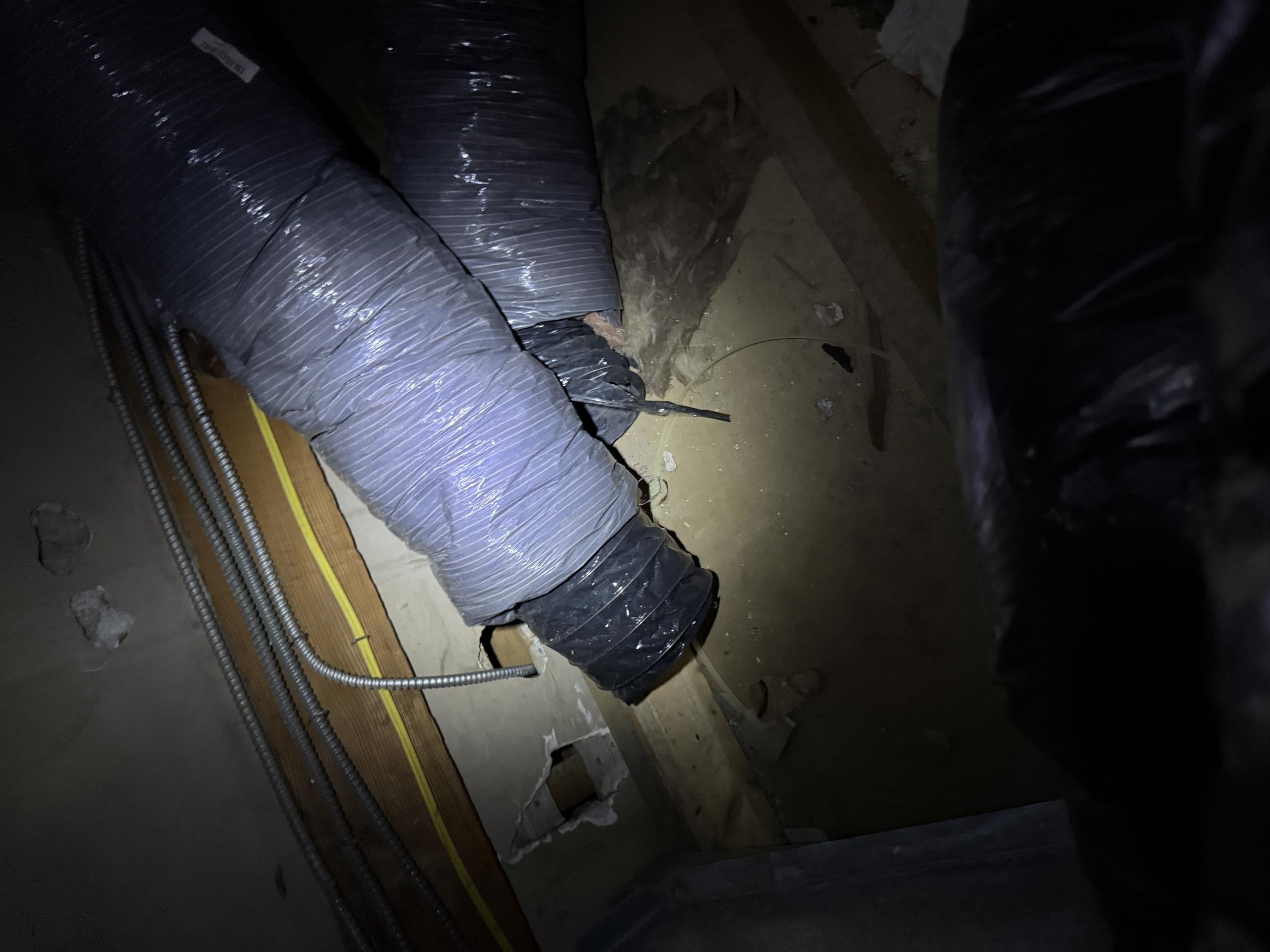 Repaired four flex ducts.  Two were broken off completely, two needed shortened to take some slack out.  Made sure dampers were open to all 5 runs.
Changed 16x25x1 filter
