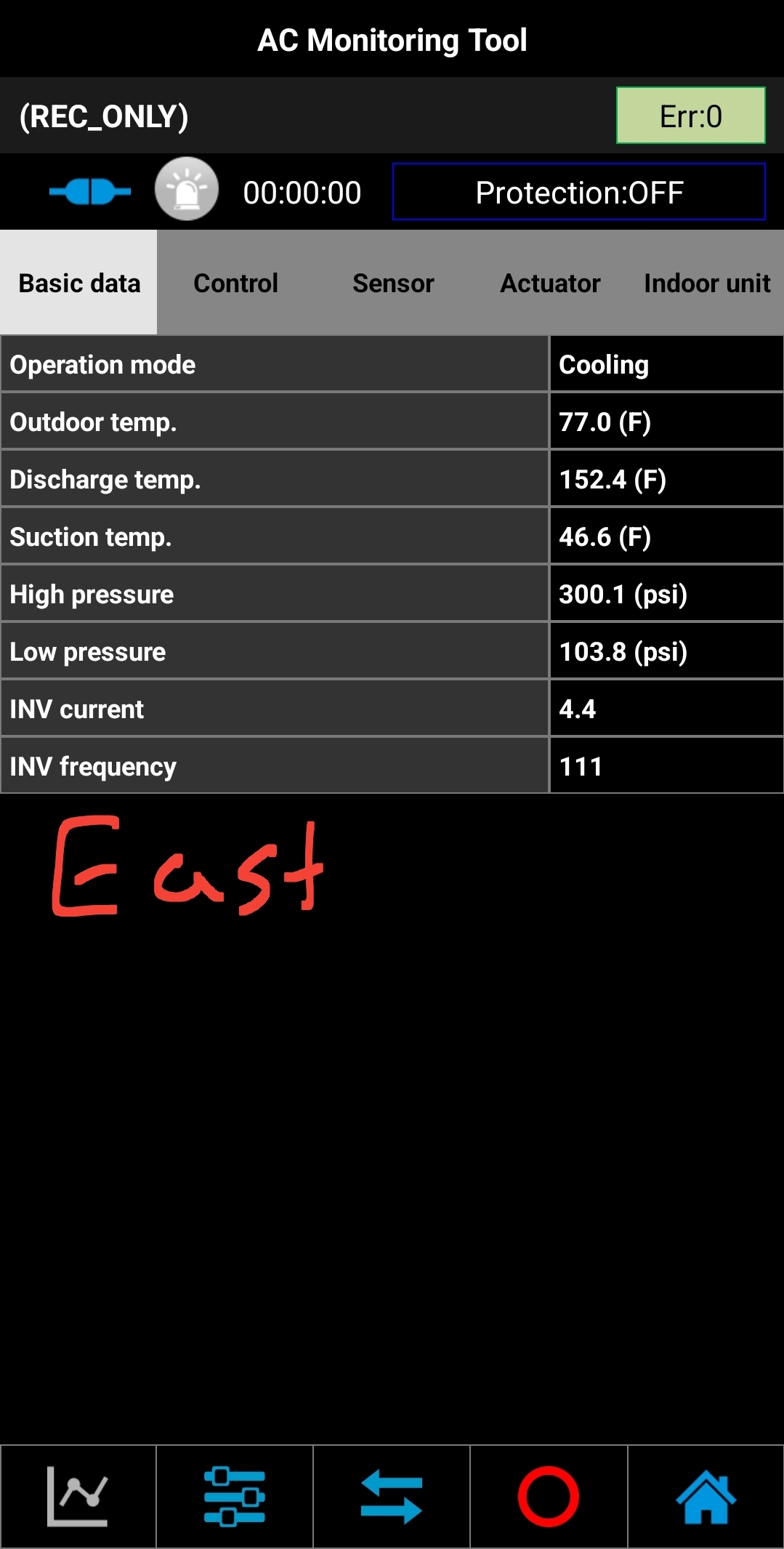 Checkout refrigerant pressures, Amp draw, and cleanliness of outdoor units. Screenshit data of refrigerant and Amp draw to send to Daikin. Indoor units are operating within spec. West furnace is pulling 7.4A on fan motor, East unit is pulling 6.7A. Both are within spec and the difference is most likely due to ductwork setup.  I don't think that blower electrical usage would be counted in the estimated energy usage report as the Daikin system does not monitor that. Photos of electrical and refrigeration systems uploaded to file for future reference. No issues found, nor suspected during today's visit. Only notable thing is that the west side thermostat is in a location where it can get a decent amount of sunlight coming through and warming up that area which can cause longer run times. Daikin can be contacted regarding the energy usage report. Wes or Renee may need to be the ones to contact Daikin as the systems and usage reports are under their name. 