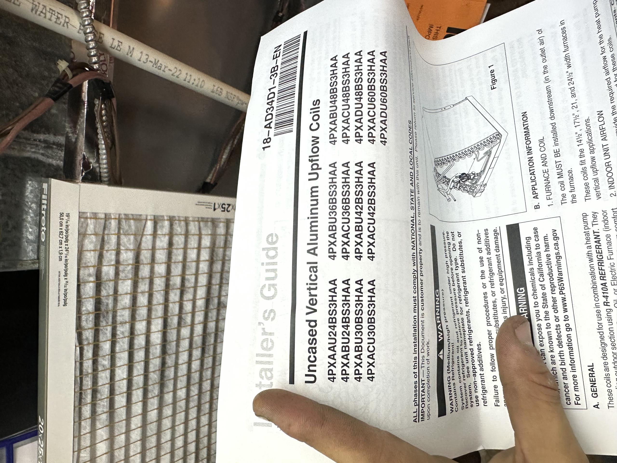 Install new Trane air conditioner
Equipment:
Air Conditioner- Trane 
Model #: 4TTR3042N1000AA
Serial #: 234344183F
Coil- Trane Uncased A-Coil
Model #: 4PXACU42BS3 
Serial #: 21233HKT5G

Installation:
*Reuse existing thermostat
*Reconnect to existing high voltage electric
*Transition to existing supply ductwork
*Start up and commission new system

Warranty:
This Trane air conditioner is New Old Stock from 2024. The manufacturers parts warranty on it expires 1/28/2029. This air conditioner has never been used and is new in the original factory packaging. 
2 Year Westin Air labor warranty (Annual maintenance must be performed)