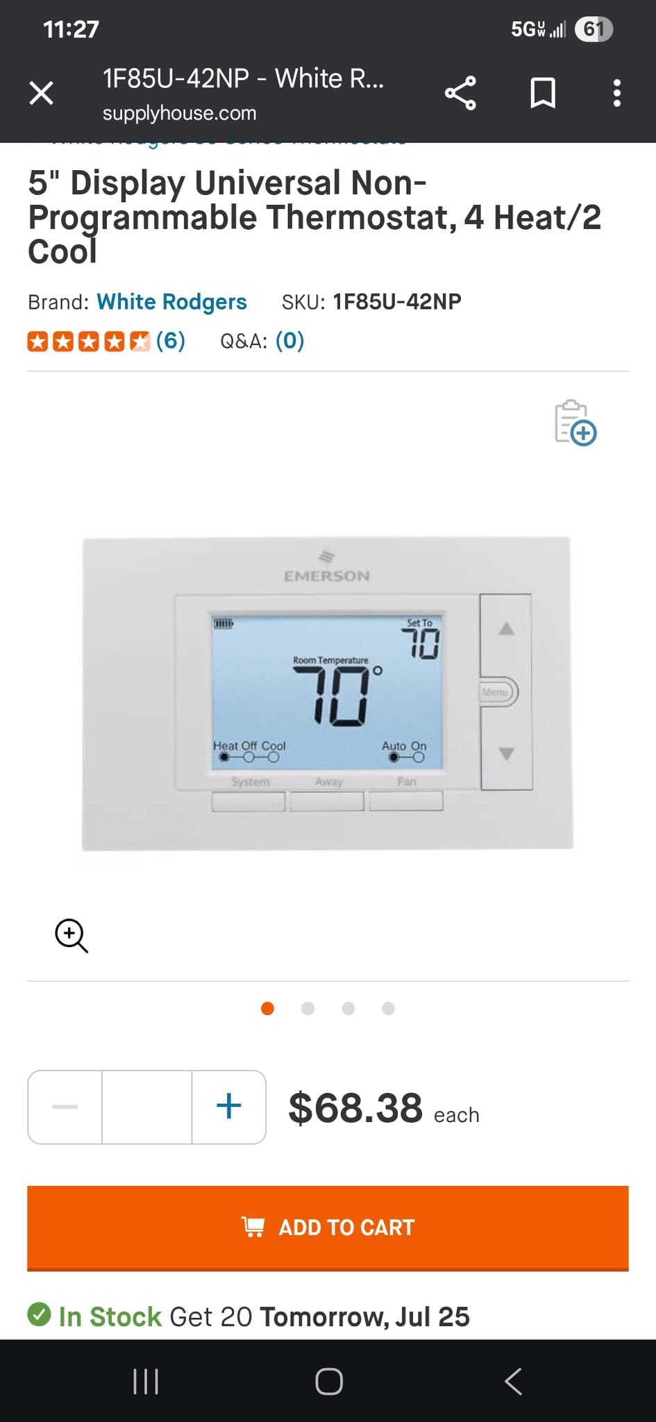 OEM emerson/water furnace thermostat is malfunctioning and need to be replace 
1f83 thermostat has been discontinued by the manufacturer and is not available through any of Westin Air's traditional supply chains. Seth will prepare an estimate for the new model of the same thermostat
Geothermal diagnostics not required converted trip charges to basic electric diagnostics

Homeowner will follow up with office staff regarding thermostat replacement and estimates