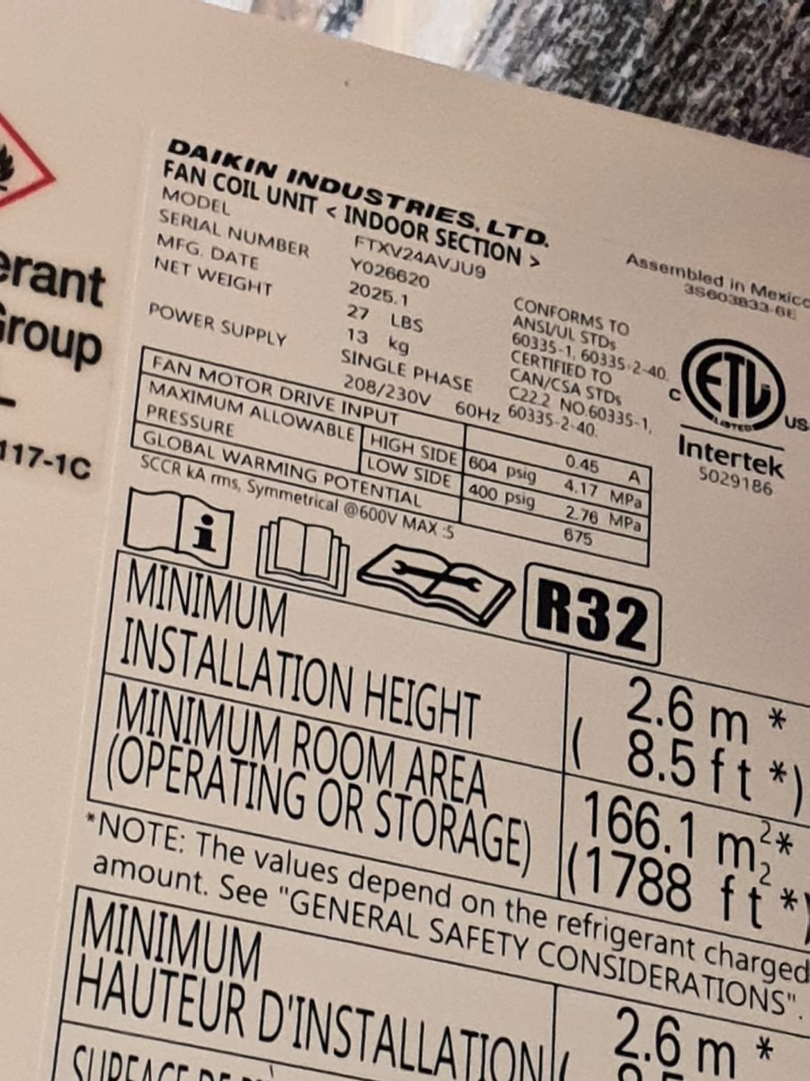 Install Daikin Aurora Ductless System
*Variable Speed Heat Pump:
Model #: RXT24AVJU9
Serial #: Y019532
24,000 BTU's
19.5 SEER2 - 11.5 EER2 - 9.7 HSPF2
Heating Operation at -13 Degrees & Above
*Daikin Wall Mounted Air Handler
Model #: FTXV24AVJU9
Serial #: Y026620
Hand Held Remote Control
Long Life Washable Filter

Installation:
* Installation of electric wiring whip
* Start up and commission new system
* Electric disconnect provided by others
* New Refrigerant line set & line hide

Warranty:
12 Year Daikin manufacturers Parts Warranty (Annual maintenance must be performed)
2 Year Westin Air Labor Warranty (Annual maintenance must be performed)
