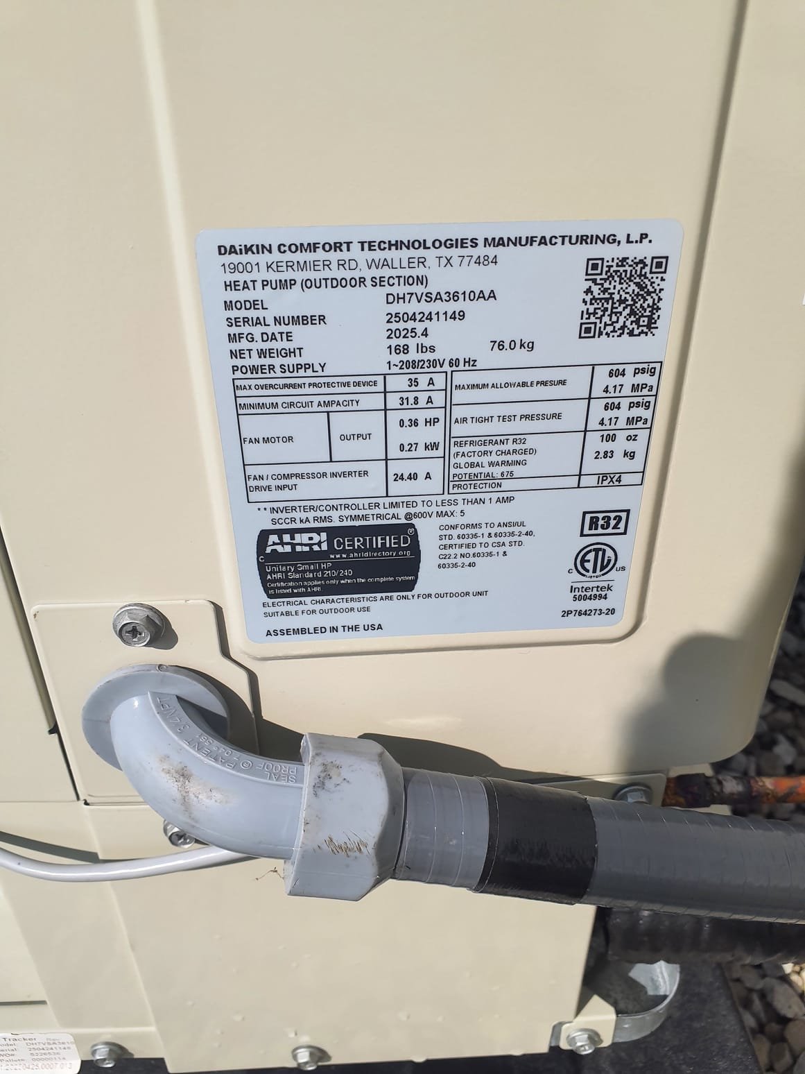 Install New Daikin FIT Dual Fuel HVAC System
*Two-Stage - Variable Speed ECM Furnace:
Model #: DR96TC0804CNAA
Serial #: 2504273480
80,000 BTU's - 96% AFUE
*Enhanced Variable Speed Inverter Heat Pump:
Model #: DH7VSA3610AA
Serial #: 2504241149
3 Ton - 17.5  SEER2
R-32 Refrigerant
*Matching Indoor Cased Coil: 
Model #: CAPEA4830C3AA
Serial #: 2505216343
*Daikin One+ Thermostat: DTST-CWBSA-NI-A
Serial #: AA22117666

Installation:
* Reconnect to existing gas line and electric
* Transition to existing supply and return ductwork
* Start up and commission new system
* LP conversion kit for gas furnace
* Surge protector for heat pump
* Aprilaire 1210 (20x25) High Efficiency Media Air Cleaner

Warranty:
12 Year Daikin manufacturers Parts Warranty (Annual maintenance must be performed)
2 Year Westin Air Labor Warranty (Annual maintenance must be performed)
Daikin manufacturers Lifetime Heat Exchanger Warranty (Annual maintenance must be performed)