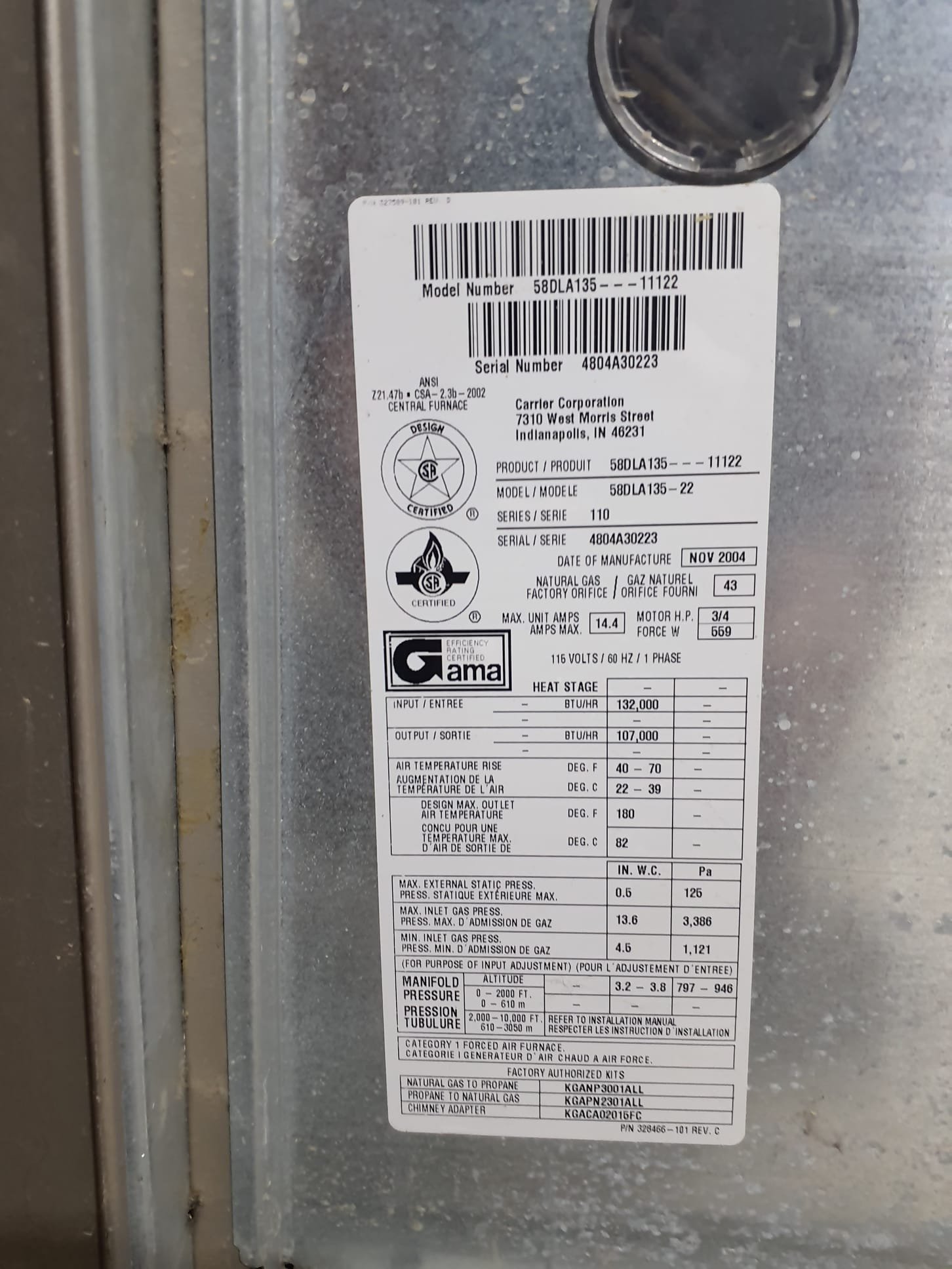 Did not hear noise while on site. Blower motor is in the stages of failing. 10uf capacitor is reading 8.7uf, there is visible oil staining on the oside of the motor body from a failed bearing, and loud vibrating/rubbing noise upon motor startup. Quotes for replacement will include oem motor replacement , and universal motor replacement. 