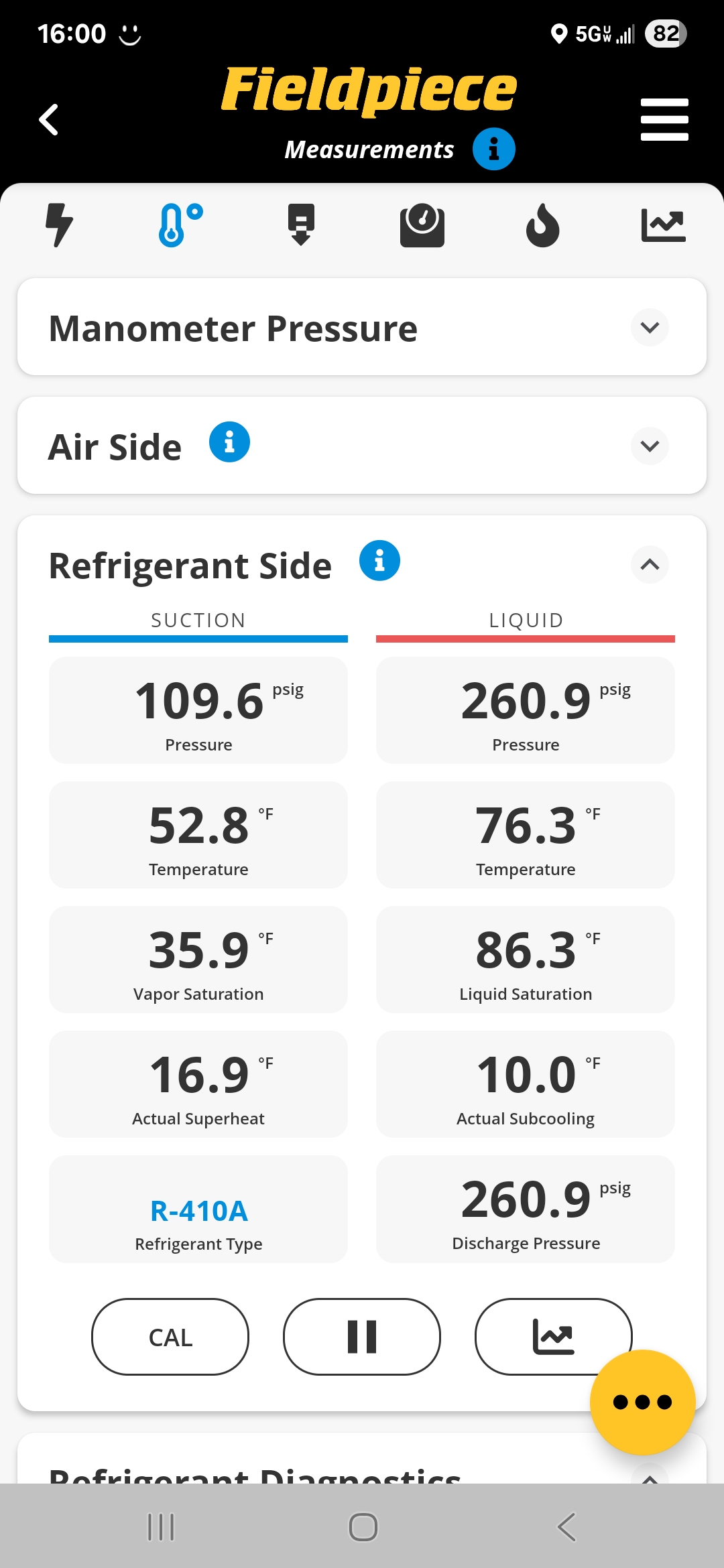 Replace indoor coil under factory parts warranty. Pump down refrigerant into outdoor condenser unit. Remove flue vents and drain line for clearance. Installed new coil into existing casing. Installed new door with proper model and serial numbers for new coil. Replaced refrigerant filter drier. Open valves and test run operation. Charge in 4oz of new R410A to bring system to factory operating specs. Performed Gold cooling maintenance inspection after system was operating. 20x25x1 air filter is new today. Indoor coild brand new. Flushed drain. Test run in cooling mode from thermostat. Delta t of 20F with supply temp of 46F. Refrigerant pressures are within spec with a 10F SC. Water flushed outdoor coils to remove dirt and debris build up. Run capacitor is within spec. Outdoor fan motor and compressor are operating within specs. 