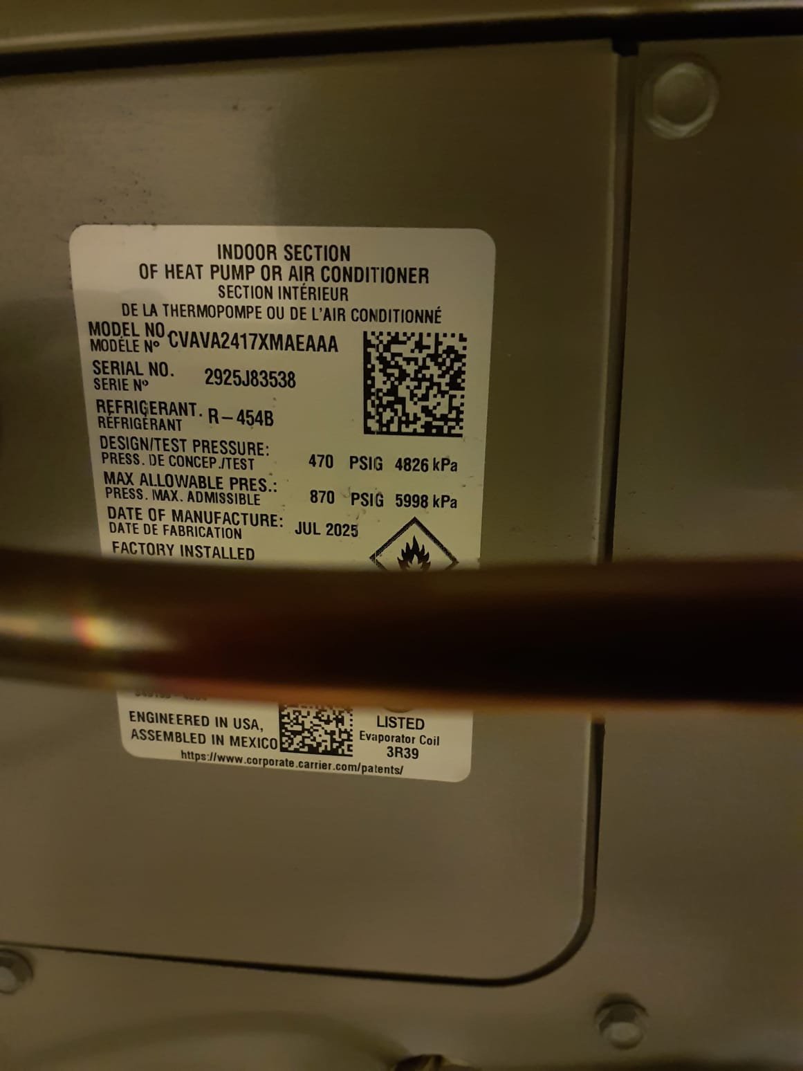
SOLD: 08/28/2025 1:16:31 PM - Option 1
Install new Bryant HVAC system

Equipment:
Furnace- Model# 800SB36070M17 - Bryant, Legacy, 80% AFUE, Single Stage, 4-Way Multipoise, MCT ECM, Gas Furnace, 70K, 17" width
Serial# - 3525A20520
AC- Model# GA4SAN52400N - 13.4 SEER2 Single-Stage Air Conditioner with Puron Advance Refrigerant, R-454B,  2 Ton, 208/230 Volt, 1 Phase, 60 HZ, North
Serial# - 2425X52716
Coil- Model# CVAVA2417XMA - Cased Vertical V-Coil, Evaporator Coil with Vertex Technology for Puron Advance  (R-454B) Refrigerant Upflow/Downflow   Cooling and Heating, 2 Ton, R454B, MCHX/ALUM
Serial# - 2925J83538
*T4 Pro Honeywell thermostat

Installation:
*Reconnect to existing gas line and high voltage electric
*Transition to existing supply and return ductwork
*Start up and commission the new system
*Downflow Installation 


Warranty:
10 Year Bryant manufacturers parts warranty (Annual maintenance must be performed)
2 Year Westin Air labor warranty - will include refrigerant if needed in