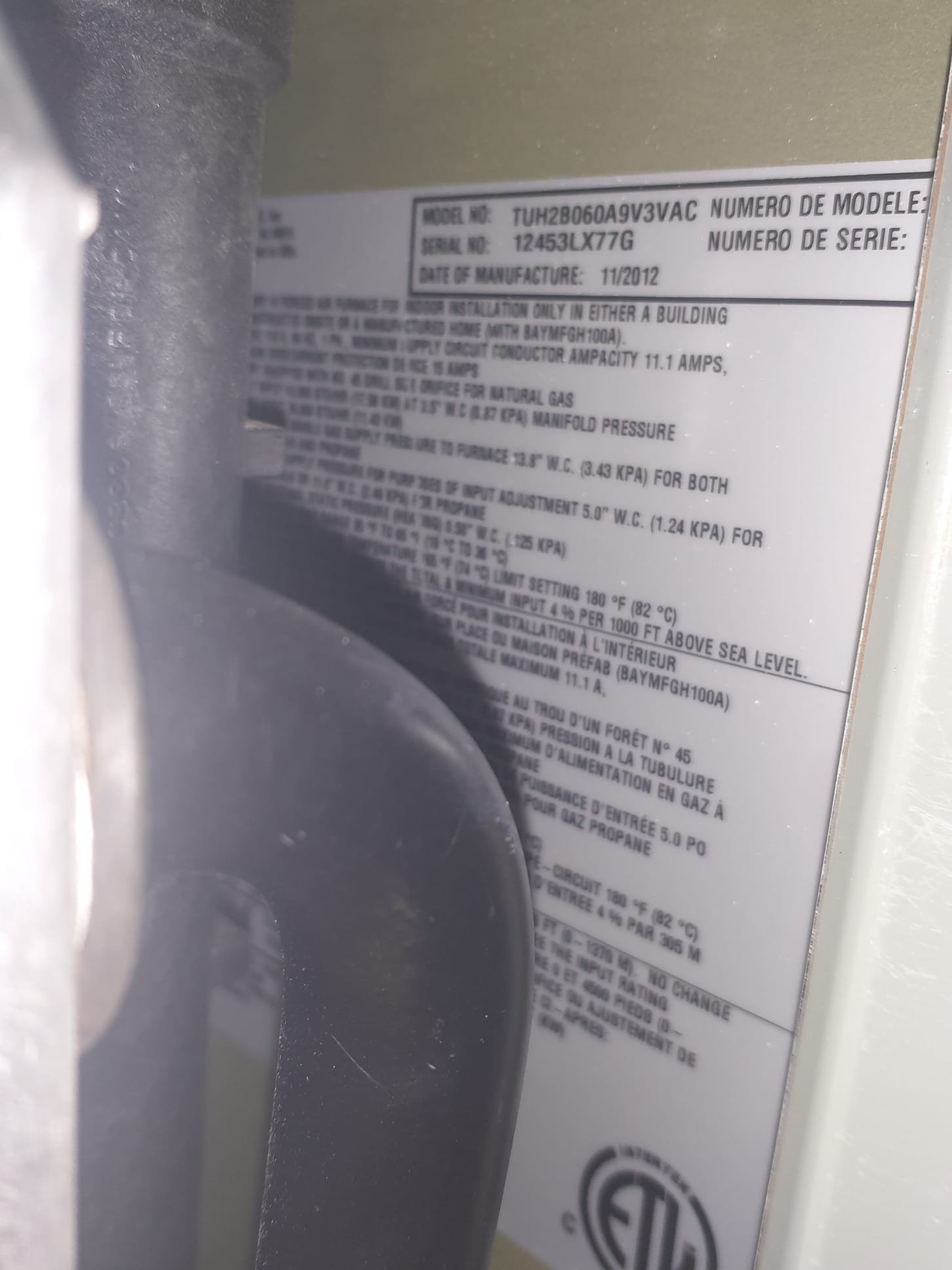 2012 Trane XV95 furnace running in good condition. Trane Clean Effects filter cleaning performed. Clean flame sensor and tested ignitor @ 48.5ohms. 2" pvc flue in good condition and no sign of leaks. 0PPM CO detected during testing in basement. #35 Humidifier pad is new today. Shop vac cleaning of furnace and humidifier internals. Flushed drian trap to remove debris. Test ran furnace in heating mode from thermostat. Temperature rise is within specs of 35-65F @ 42F with supply temp of 115F. All parameters are within spec for proper operation, and system is ready for Winter. 