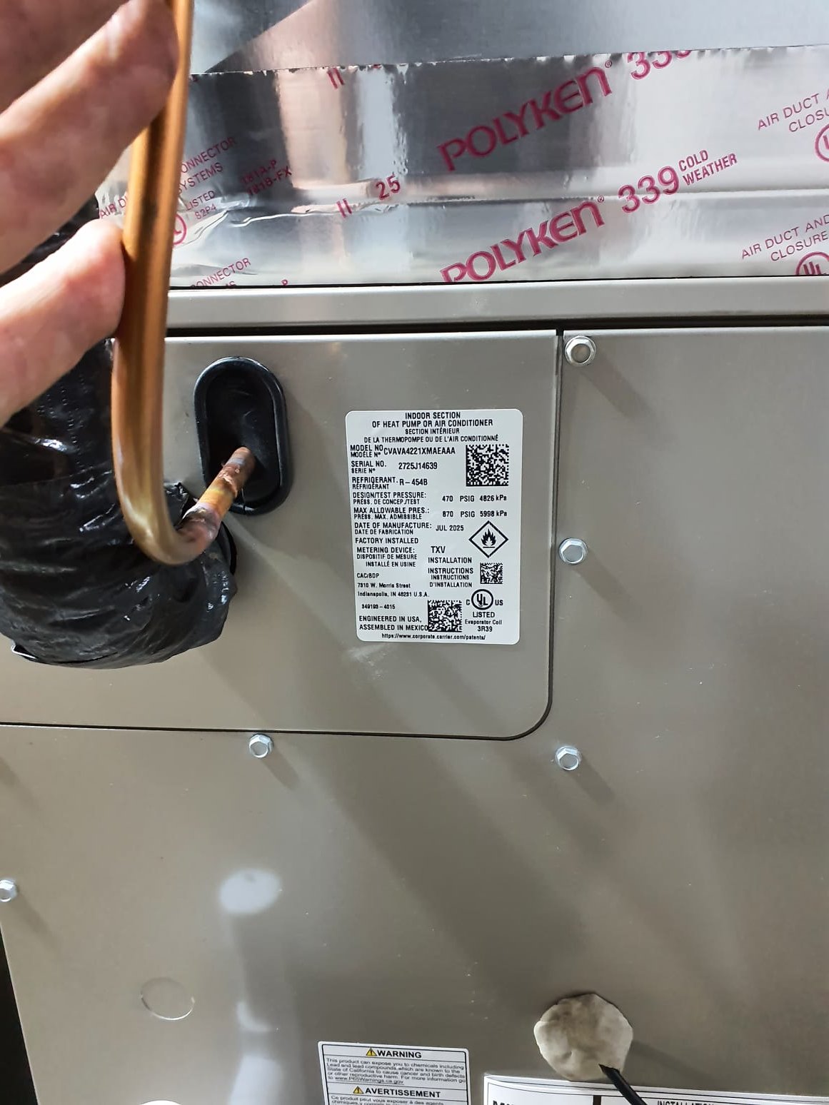 Bryant Preferred 96 2-Stage Gas Furnace
Model #: 926TC60100V21
Serial #:3225A46819
100,000 BTU's - 96% AFUE
Bryant Single-Stage Air Conditioner
Model #: GA5SAN54200W
Serial #:3025G04765
3.5 Ton - 13.8 SEER2
Puron Advance Refrigerant, R-454B
Matching Cased Coil: CVAVA4221XMA
Serial #:2725J14639
 
Installation:
* Reconnect to existing gas line and high voltage electric
* Transition to existing supply and return ductwork
* Start up and commission new system
* Honeywell Vison Pro 8000 Thermostat
* 1" Standard Filter Rack
 
Warranty:
20 Year Bryant manufacturers Heat Exchanger Warranty (Annual maintenance must be performed)
10 Year Bryant manufacturers Parts & Compressor Warranty (Annual maintenance must be performed)
2 Year Westin Air Labor Warranty (Annual maintenance must be performed)
