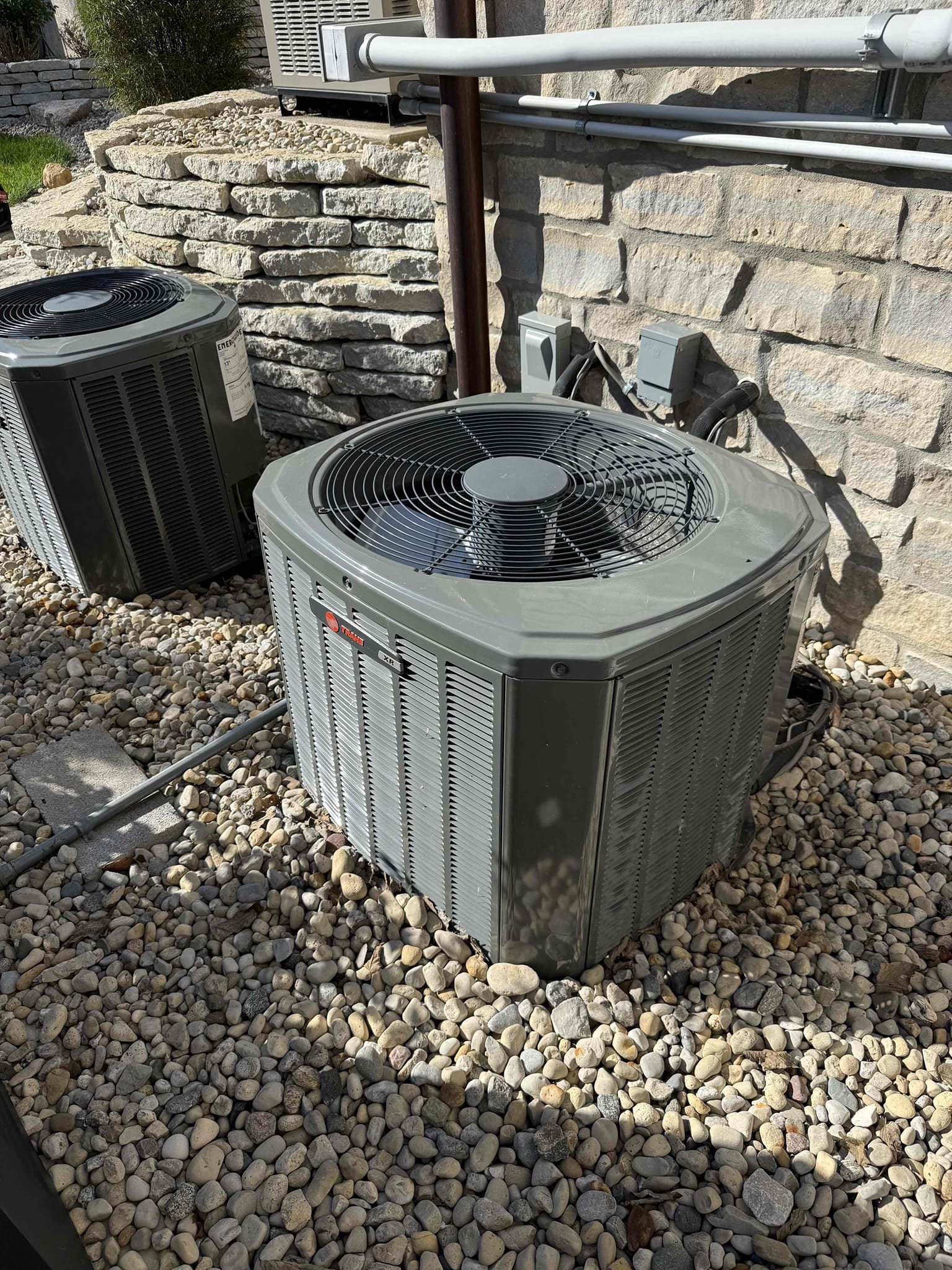 Perform heating maintenance on 3 systems
Clean flame sensors 
Ohm test igniters verify all within spec - no concerns
Filters clean house manager says they change them every 3 months
Test iwave function on basement systems 
South basement dehumidifier at 50% and humidifier panel ok air open for both north and south humidifiers. Units on south end A/C units are sloping toward the house and buried in rocks. They would like a quote to level / potentially lift ac units above stone, photos in file. 