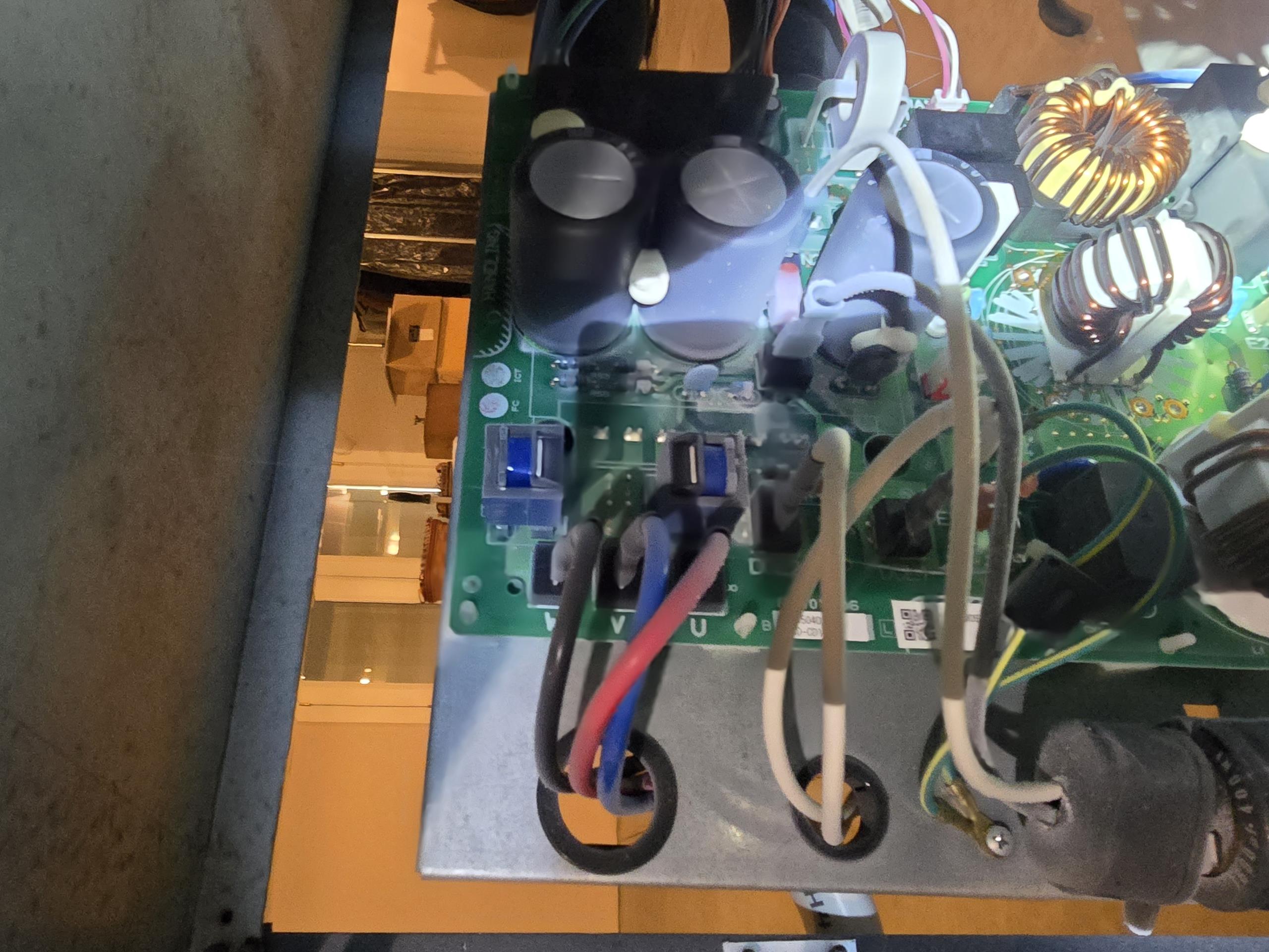 Flow chart and tech support diagnostics on inverter driver and inverter compressor. Minimum 2 hours pre-authorized electrical diagnostics required

100% confirmation of electrically open circuits on the variable speed drive board. 
Tech support confirms good windings on the Mitsubishi compressor but open circuits between P2-U, P2-V, P2-W

Seth and Brandon will consult with JP regarding the proper route for repairs. The retrofit replacement upgrade kit requires installing a refrigerant cooling circuit for the new design and parts are under warranty however aftermarket parts may be available for a simple control board replacement 

Sistem is powered down until further repairs are completed