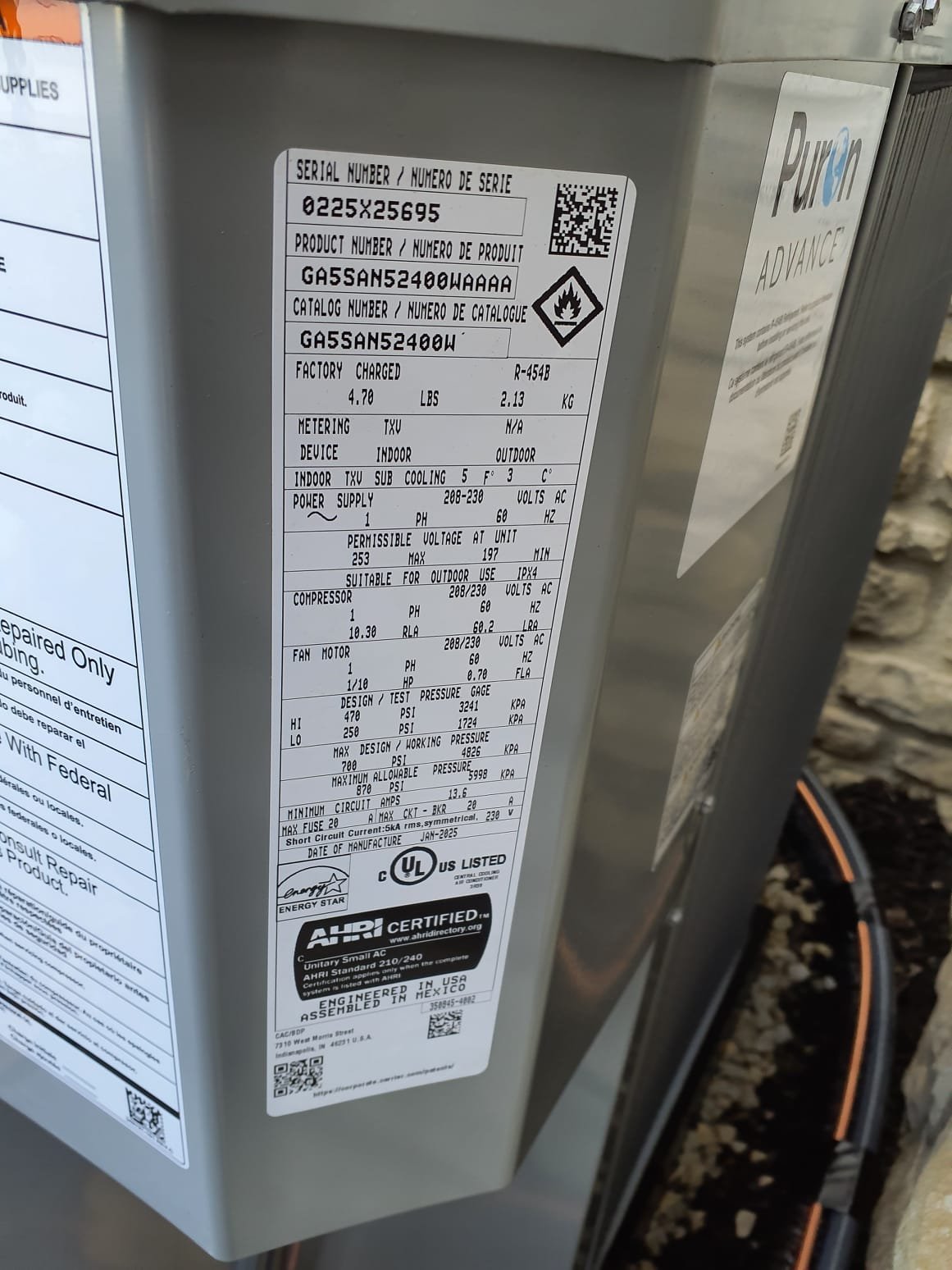 
SOLD: 10/05/2025 4:13:52 PM - Option 2

Install New Bryant Air Conditioner and Coil 
AC: GA5SAN52400WAAA
Serial #: 0225X25695
2 Ton - 15 SEER2 
Coil: CVAVA2414XMAEAAA
Serial #: 1325J54952
 
Installation:
* Reconnect to existing high voltage electric
* Transition to existing supply and return ductwork
* Start up and commission new system
 
Warranty:
10 Year Bryant manufacturers Compressor Warranty (Annual maintenance must be performed)
10 Year Bryant manufacturers Parts Warranty (Annual maintenance must be performed)
2 Year Westin Air Labor Warranty (Annual maintenance must be performed)

