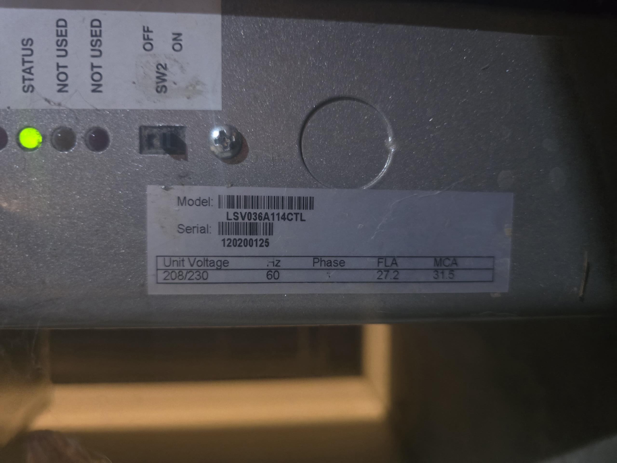 2012 Waterfurnace Legend
Upon arrival, system was in the off mode. Inspection of unit showed that there were stored High Pressure and Low Pressure codes. Initial test run of the unit showed that blower motor was not coming in with a callcfor first stage cooling. Using ecm motor tester, found that speed 1 on blower motor no longer operates but speeds 2-5 do. Switch first stage heating/cooling blower speed to speed 2 and test ran cooling operation. Blower motor and flow center come on as they should, along with the compressor. Tested ground loop pressure and found to be at 15psi incoming, and 10psi outgoing. Pressures should be closer to 40-70psi for proper and most efficient operating parameters. Air temperature drop is at 17F. This is within the 17-22F specifications, although, the original fan motor speed should put it closer to the middle of the range, allowing for better dehumidification in the summer time. It is recommended to pressurize the ground loop to more appropriate pressure