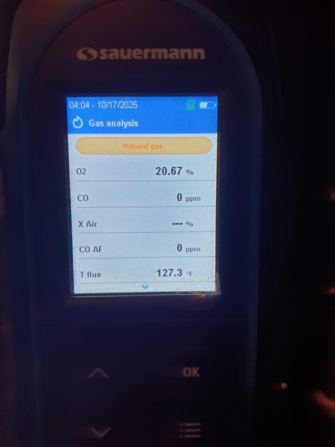 Performed heating maintenance on a 2011 two stage high efficiency tempstar natural gas furnace
Replaced 16x25x4 filter
Blower capacitor tested 9.7mfd, rated 10mfd
Pulled and cleaned flame sensor
Pulled and flushed condensate trap (had lots of gunk come out)
Blower is in OK condition
High fire gas pressure set to 3.0"wc, temp rise 65⁰
Low fire gas pressure set to 1.7" temp rise 52⁰
Ran combustion test, readings are within nominal ranges for both fire rates
Tested supply air for carbon monoxide during operation. 0ppm registered
Furnace is safe to operate and running within factory specifications at this time.  Performed heating maintenance on a 2011 two stage high efficiency tempstar natural gas furnace
Replaced 16x25x4 filter
Blower capacitor tested 9.7mfd, rated 10mfd
Pulled and cleaned flame sensor
Pulled and flushed condensate trap (had lots of gunk come out)
Blower is in OK condition
High fire gas pressure set to 3.0"wc, temp rise 65⁰
Low fire gas pressure set to 1.7" temp rise 52⁰
Ran combustion test, readings are within nominal ranges for both fire rates
Tested supply air for carbon monoxide during operation. 0ppm registered
Furnace is safe to operate and running within factory specifications at this time.