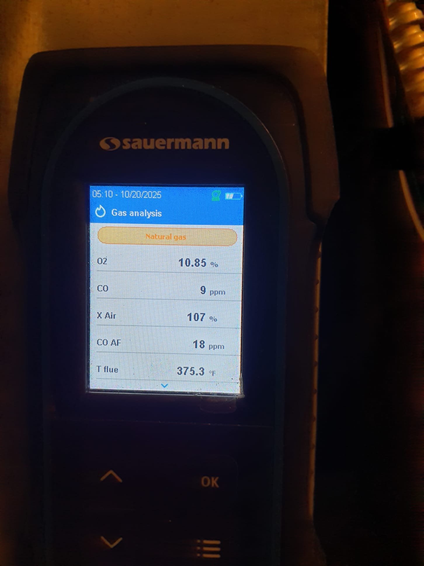 Performed heating maintenance on a Trane two stage 80% efficient natural gas furnace
Replaced 17.5x27x1 filter
Checked humidifier
Opened bypass damper to winter setting
Pulled and cleaned flame sensor
Blower wheel is clean
Run tested furnace
High fire gas pressure 3.45"wc
Temperature rise 53⁰
Low fire gas pressure 1.7"wc
Temperature rise 55⁰
Ran combustion test: readings were perfect
Tested supply air for carbon monoxide: 0ppm present
Furnace operating safely and within factory specs at this time
