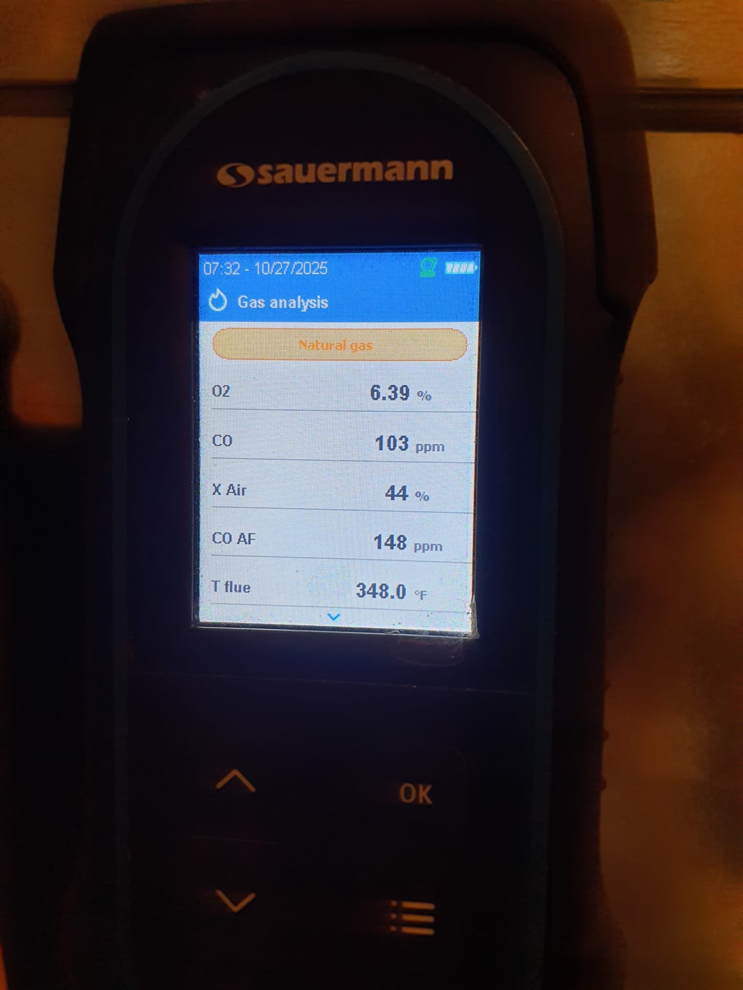 Performed heating maintenance on a 2017 Bryant 80% efficient single stage natural gas furnace
20x25x4 filter is still OK
Aprilaire #35 humidifier water panel is OK
Humidifier bypass damper is open to the winter setting
Set humidistat to 35% relative humidity
Pulled and cleaned furnace flame sensor
Blower wheel is clean
Run tested furnace
Gas pressure 3.8
Temperature rise in spec
Ran combustion test: results are within acceptable range 
Furnace is in good shape and operating within manufacturer's specifications at this time 