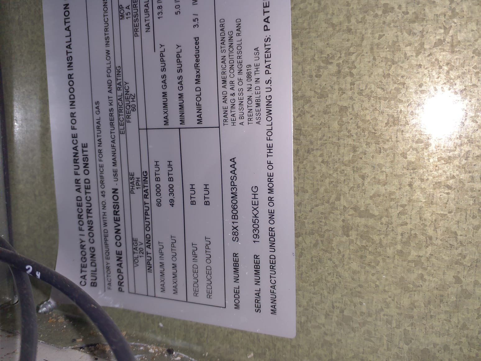 Preventative maintenence inspection on 2019 Trane S8X1 installed in 2020. Both 16x20x1 air filters in good condition. Clean flame sensor and check ignitor. Visual inspection of burners. Test ran system in heating mode from thermostat. System is operating properly within temperature rise and Manifold gas pressure specifications. Blower and inducer motors tested good. During test run, noticed that the plenum/supply duct was warm. Found that the plenum is no insulated at all. It is highly recommended to have the plenum insulated to prevent efficiency loss, and condensation on the ductwork during the Summer. Current service history is showing signs of water damage from condensation. A quote for insulating the plenum will be prepared and sent over. Aside from the insulation situation, the furnace is operating properly, with no other issues found, or suspected at this time. 