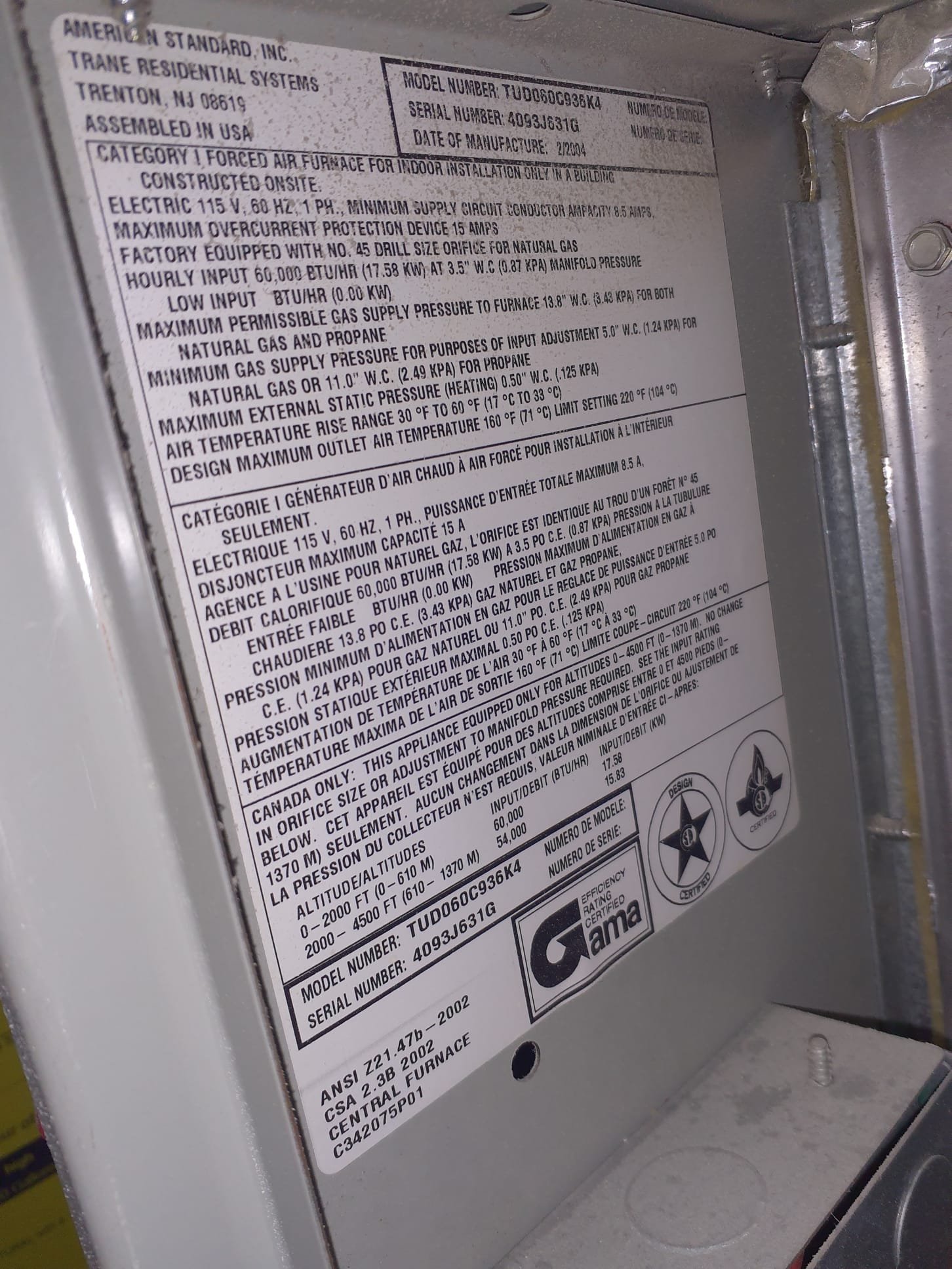 2004 Trane furnace.

Upon arrival, system is in off mode. Test run operation twice with no obvious issues. Inspection of unit and further description of the behavior of the unit from Brandon, it is suspected thatcthe flame sensor is dirty, and causing issues. Removed and inspected flame sensor and found it mostly soot covered. Pulled burners and inspected those aswell. Cleaned flame sensor and brushed off burners. No rust is present on flame sensor or burners. Reinstalled flame sensor and burners, and test ran operation twice more with no issues. System is operational at this time. 