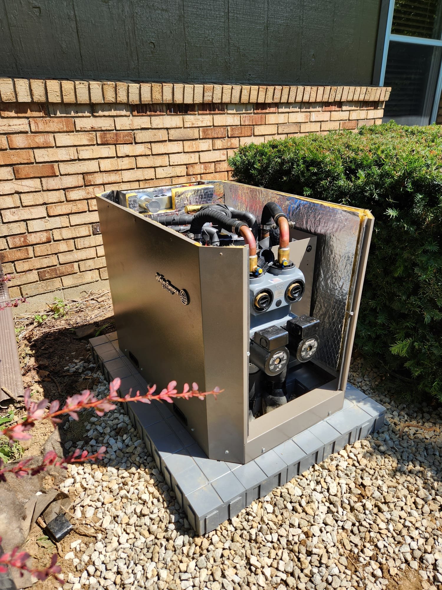 
Install Water Furnace 5 Series Geothermal Outdoor Split Unit
Model #: W5BM048BN1A0215F3D1F
Serial# 250100668
4 Ton with SAH Air Handler with 15KW Back up Heat
3 Heat/2 Cool
Aurora Advanced Controller 
Honeywell Vision Pro 8000 Wifi Thermostat
2 Pump Pressurized Flow Center
Aurora AHB / Variable Speed ECM
4 Ton Pond Loop Field 
Add One Return Air
Aprilaire 1210 Media Air Cleaner
5 Year Geo Labor Warranty
5 Year Flow Center Parts and Labor Warranty
50 Year Loop Parts and Labor Warranty ***Warranty Provided by Loop Manufacturer***
10 Year Geothermal Parts Warranty

*** 30% Federal Tax Credit Eligible
*** 2% Cash/Check Discount Available

Disclaimer:
Westin Air will not be responsible for any landscape, tree roots, asphalt or concrete that may be damaged during the loop installation process.
Property owner to provide clear access to the loop installation site.
Time delays caused by the loop installation and/or weather-related issues are unpredictable and could delay the installation proce