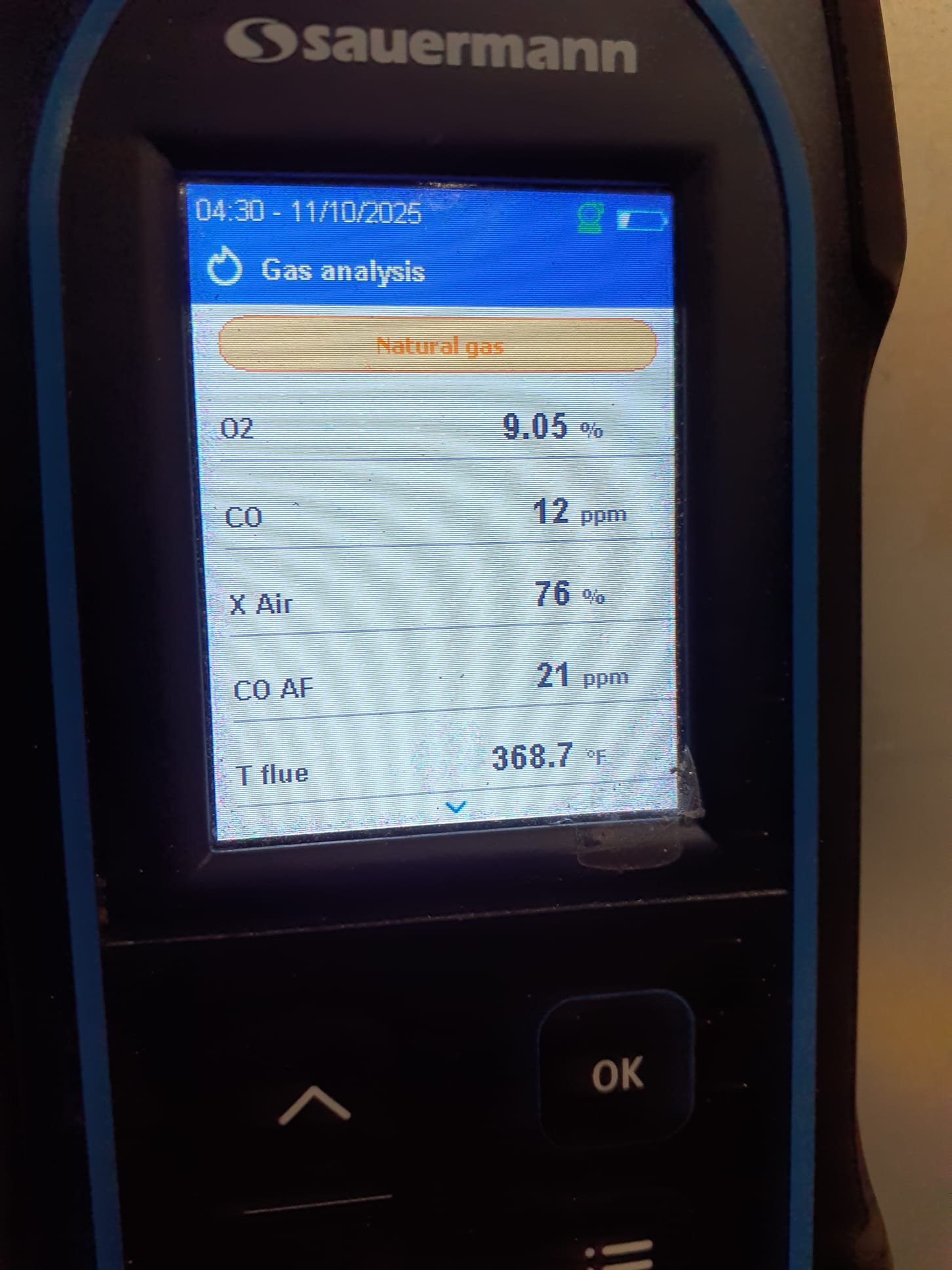 Performed heating maintenance on a 2001 Trane 78% efficient single stage natural gas furnace
16x25x1 filter is OK, **will need changed in another month or so**
Pulled and clesned flame sensor
Blower wheel is not the cleanest, but considering age, do not feel it is worth pursuing cleaning it
Cleared pressure switch port
Run tested furnace
Gas pressure is 3.5"wc
Combustion test numbers are in a healthy range
0ppm carbon monoxide in the ductwork
Temperature rise 56⁰
Despite age, furnace is running OK and safe at this time. 
