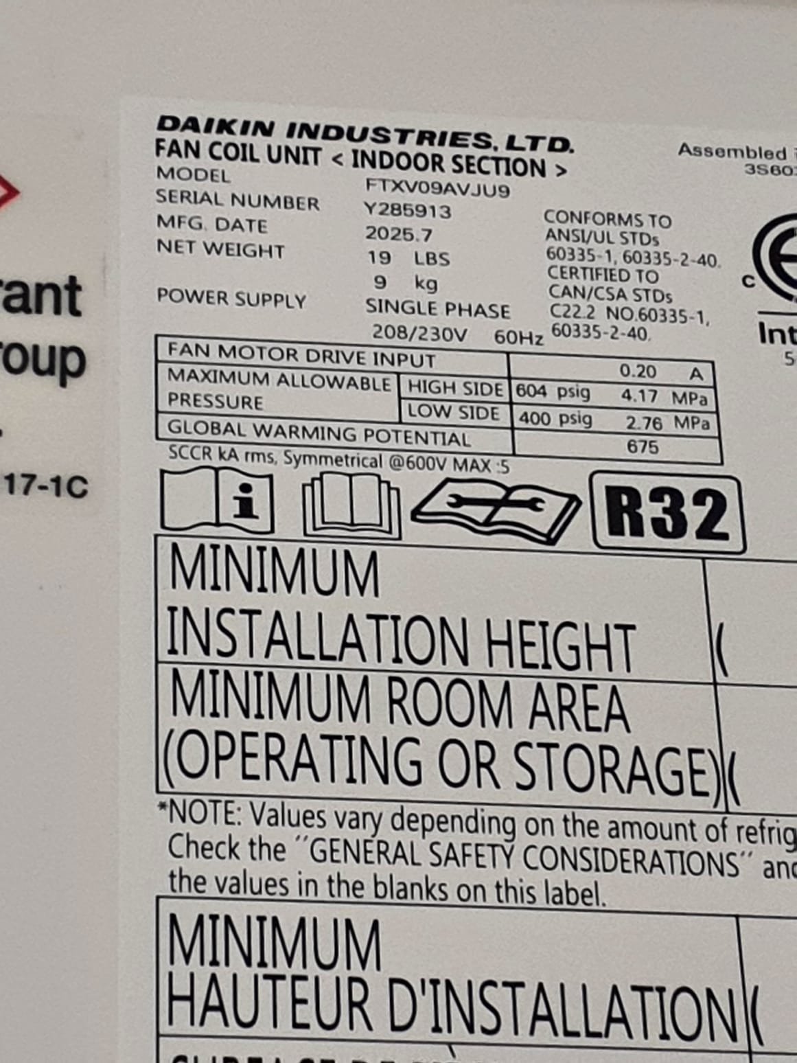 
SOLD: 11/10/2025 1:55:58 PM - Option 1

Install Daikin Aurora Ductless System
*Variable Speed Heat Pump:
Model #: RXT09AVJU9
Serial #: Y001211
9,000 BTU's
21 SEER2 - 12.2 EER2 - 10.2 HSPF2
*Daikin Wall Mounted Air Handler
Model #: FTXV09AVJU9
Serial #: Y285913


Installation:
* Installation of electric wiring whip & disconnect
* Start up and commission new system

Warranty:
12 Year Daikin manufacturers Parts Warranty (Annual maintenance must be performed)
2 Year Westin Air Labor Warranty (Annual maintenance must be performed)