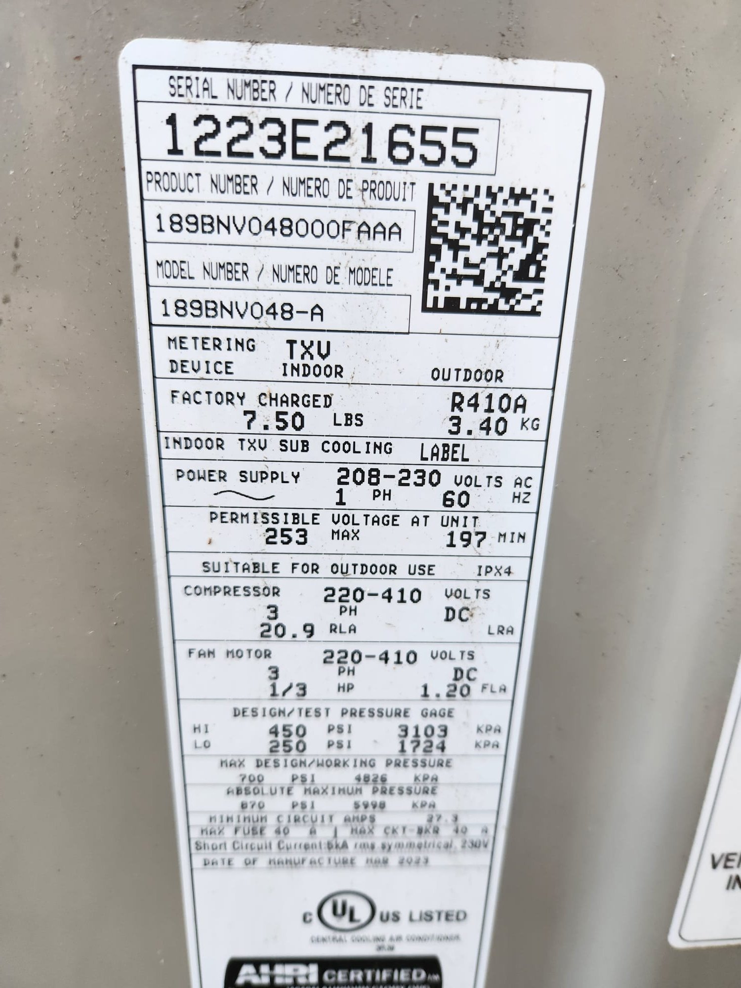 
SOLD: 11/10/2025 1:55:58 PM - Option 1

Install Daikin Aurora Ductless System
*Variable Speed Heat Pump:
Model #: RXT09AVJU9
Serial #: Y001211
9,000 BTU's
21 SEER2 - 12.2 EER2 - 10.2 HSPF2
*Daikin Wall Mounted Air Handler
Model #: FTXV09AVJU9
Serial #: Y285913


Installation:
* Installation of electric wiring whip & disconnect
* Start up and commission new system

Warranty:
12 Year Daikin manufacturers Parts Warranty (Annual maintenance must be performed)
2 Year Westin Air Labor Warranty (Annual maintenance must be performed)