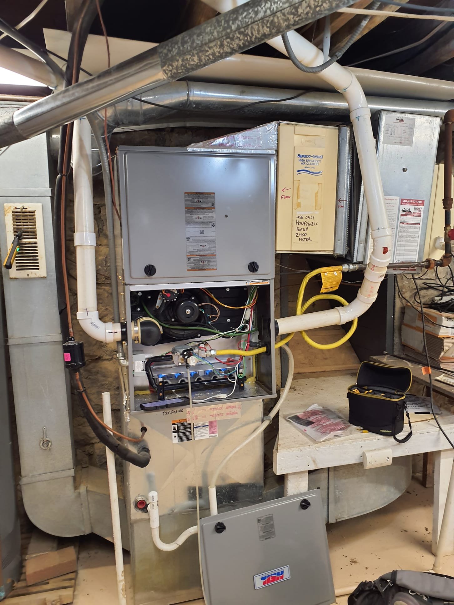 Replaced gas control valve under factory parts warranty
Set Manifold pressure to 3.0"wc
Temperature rise is 60⁰

Needs a Honeywell popup 2400 filter