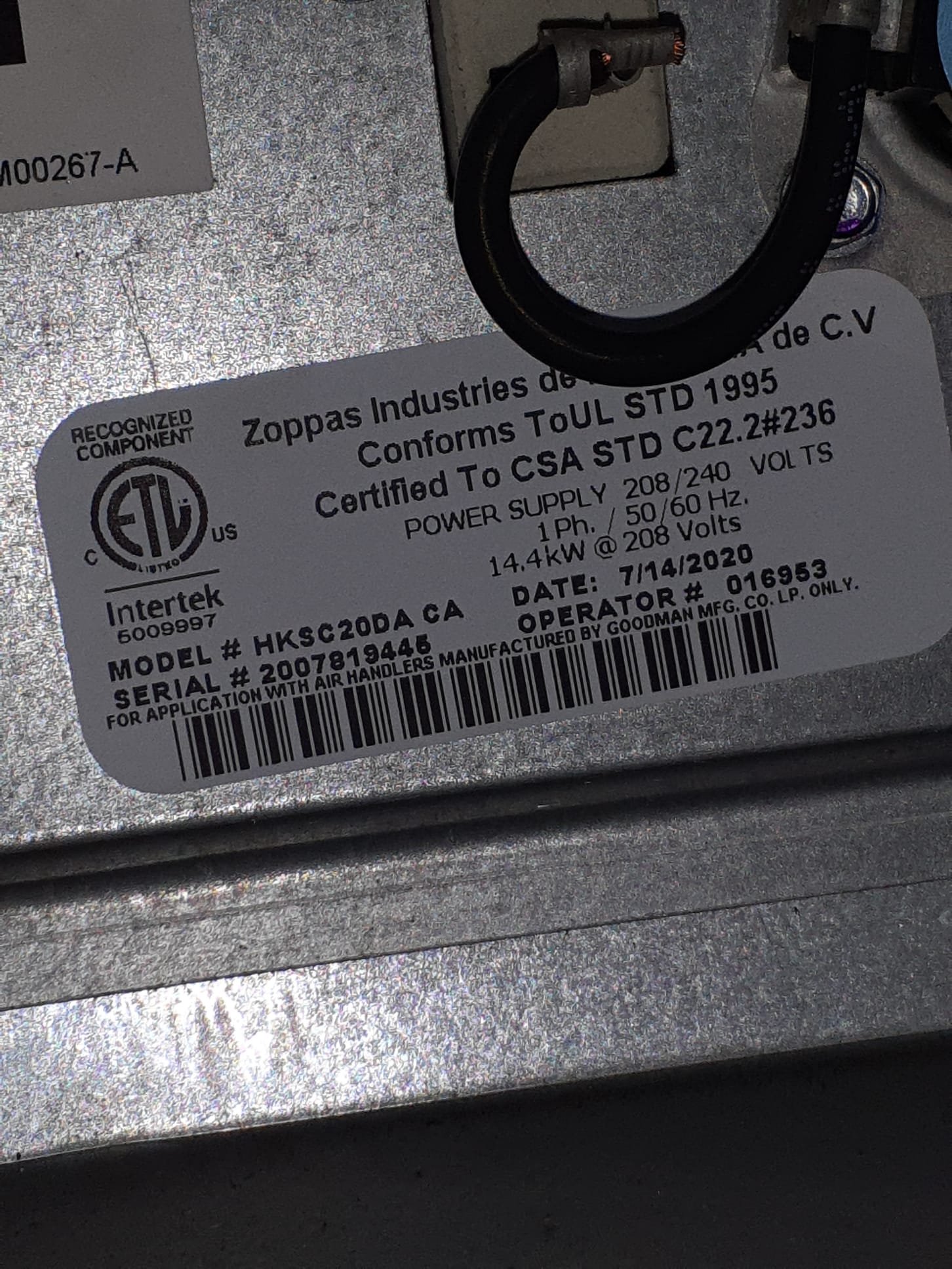 Performed heating maintenance on a Daikin Fit heat pump system
Replaced humidifier water panel (aprilaire 35)
20x25x4 filter is new, left the one we provide next to the air handler
Washed outdoor unit, leaves were causing ice to dam at the bottom of the coil
Found overheated wires on the electric heat kit contactor inside the air handler
Daikin is going to get back with us as to what they will give us for warranty parts
Tested auxiliary heat strips, they are all pulling 19A each
Heat pump is running properly in heating mode
Recommend putting white vinegar down the Condensate trap on thr air handler