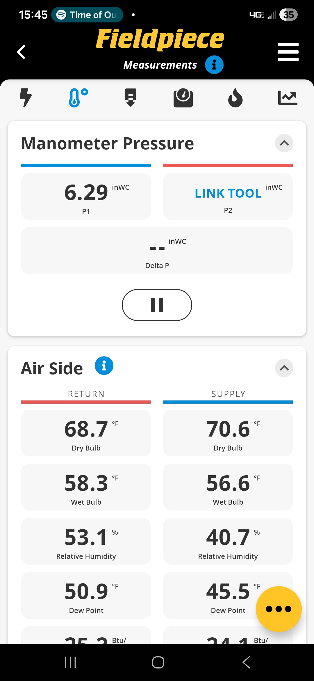 Preventative maintenence inspection on 2021 York gas furnace. 16x25x1 air filter in good condition and on schedule with Jeff. Clean flame sensor and check ignitor. Visual inspection of burners. Test ran unit in heating mode from thermostat. Initial startup shows that propane gas pressure in the Manifold is only 6.3inwc. System calls for a 10inwc +/-0.2inwc. I suspect that this is what was causing condensation on the inside of the exhaust vent. Low gas pressure would not get exhaust hot enough to prevent condensation. Set gas pressure to 9.9inwc and test ran operation. Temperature rise is within specifications of 30-60F at 47F with a supply temp of 120F. This should handle the issue of condensation on the inside of the flue. I recommend checking once a month for any new condensation evidence just to be safe. System is currently operating properly, efficiently and ready for Winter. 