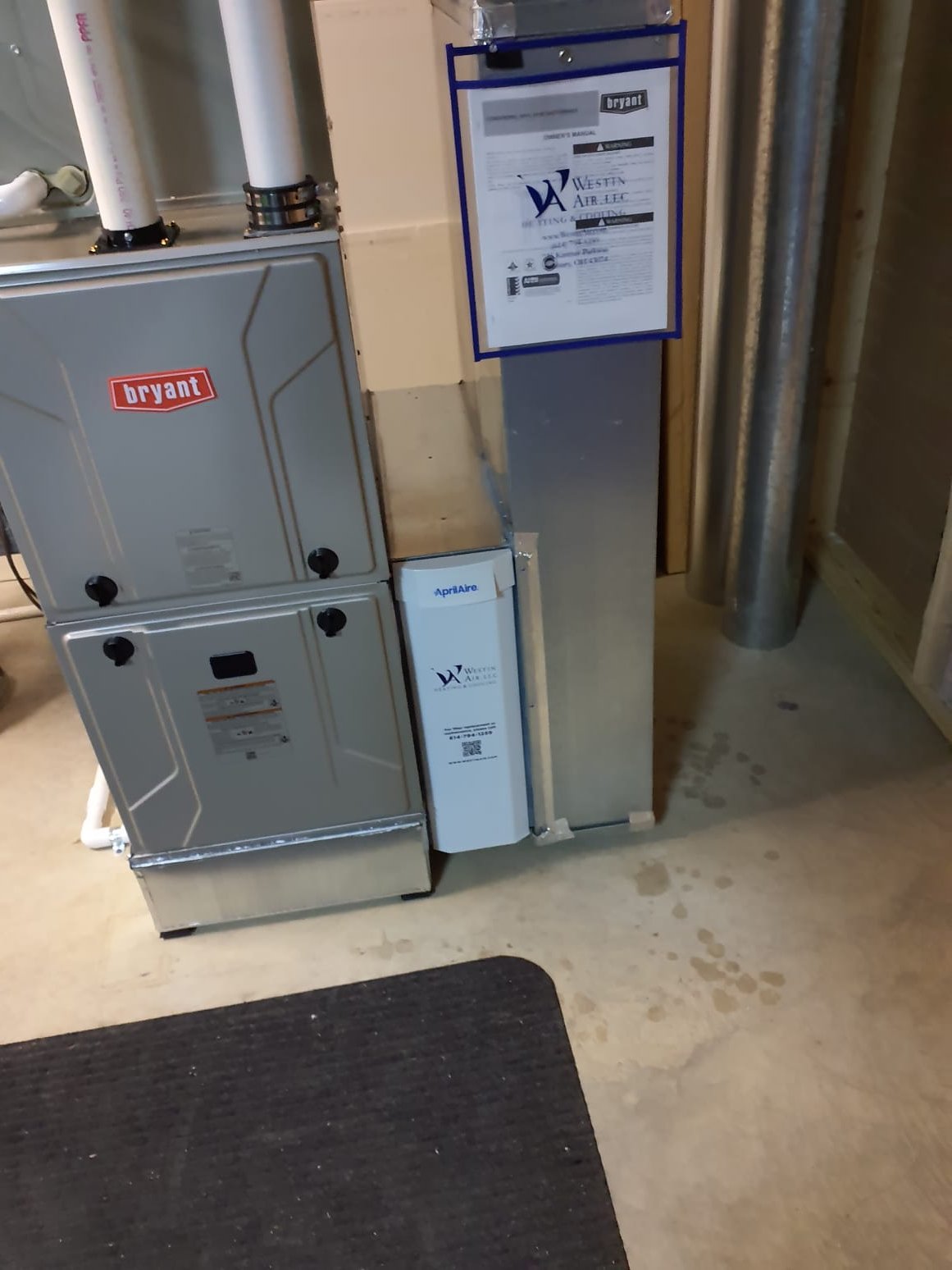 
SOLD: 11/12/2025 9:47:28 PM - Option 1

Install New Bryant Two Stage Gas Furnace
Model #: 927TA48080V17
Serial #: 4425A59611
80,000 BTU’s - 97% AFUE
 
Installation:
* Reconnect to existing gas line and high voltage electric
* Transition to existing supply and return ductwork
* Start up and commission new system
* Air Filtration - AprilAire 1210 (20X25) Media Air Cleaner
 
Warranty:
20 Year Bryant manufacturers Heat Exchanger Warranty (Annual maintenance must be performed)
10 Year Bryant manufacturers Parts Warranty (Annual maintenance must be performed)
2 Year Westin Air Labor Warranty (Annual maintenance must be performed)
