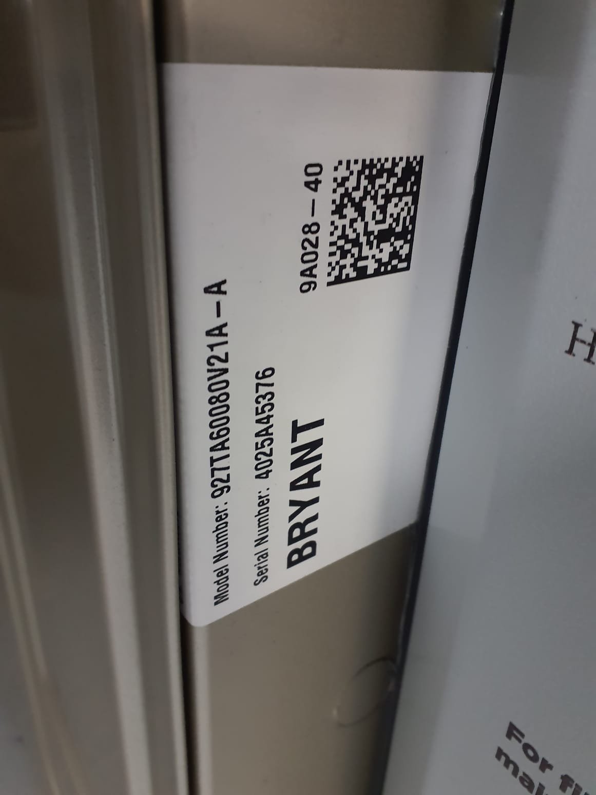 
SOLD: 10/20/2025 11:31:40 AM - Option 1

Install New Bryant Single Two Stage Gas Furnace
Model #: 927TA60080V21
Serial #: 4025A45376
80,000 BTU’s - 97% AFUE
 
Installation:
* Aprilaire 1210 (20X25) Media Air Cleaner
* Additional Services - New PVC furnace vents. Level 1
* Reconnect to existing gas line and high voltage electric
* Transition to existing supply and return ductwork
* Start up and commission new system
 
Warranty:
20 Year Bryant manufacturers Heat Exchanger Warranty (Annual maintenance must be performed)
10 Year Bryant manufacturers Parts Warranty (Annual maintenance must be performed)
2 Year Westin Air Labor Warranty (Annual maintenance must be performed)
 
