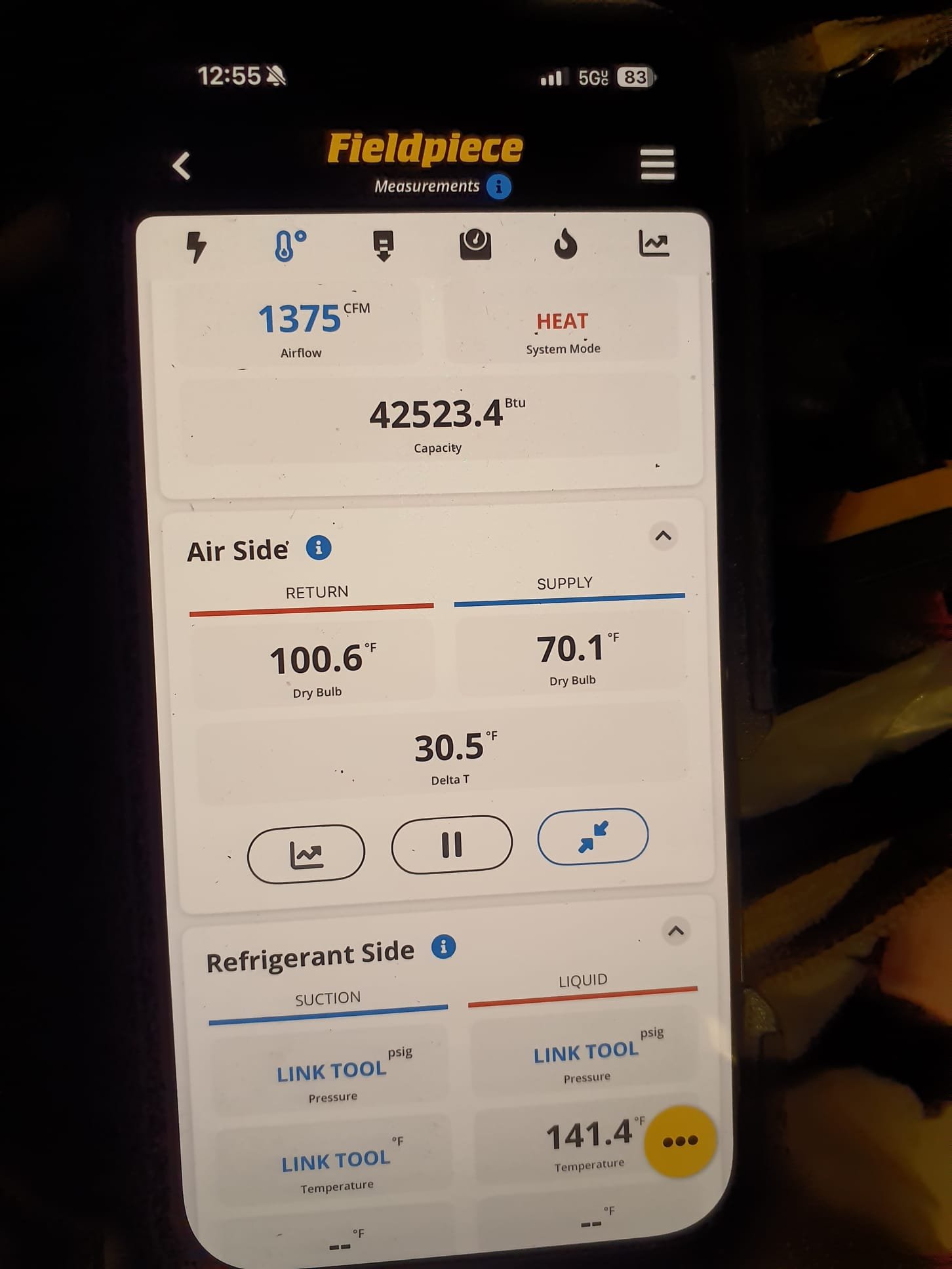 Performed heating maintenance on a 2022 Daikin Fit 17SEER heat pump system
Replaced Honeywell 20x25x4 filter with one we provide with the gold maintenance plan
Tested aprilaire 600 humidifier
Water panel in good shape, operating normally, no water leaks at this time
Tested NuCalgon iWave ionizer, self test was successful
Blower is in OK condition
Inspected auxiliary heat kit for overheated wiring 
All connections are in good shape
Run tested heating
Witnessed system perform defrost successfully 
After ten minutes of run time, temperature rise was 30⁰, vapor line 141⁰, BTU capacity calculat4d to 42000btu
No concerns found 