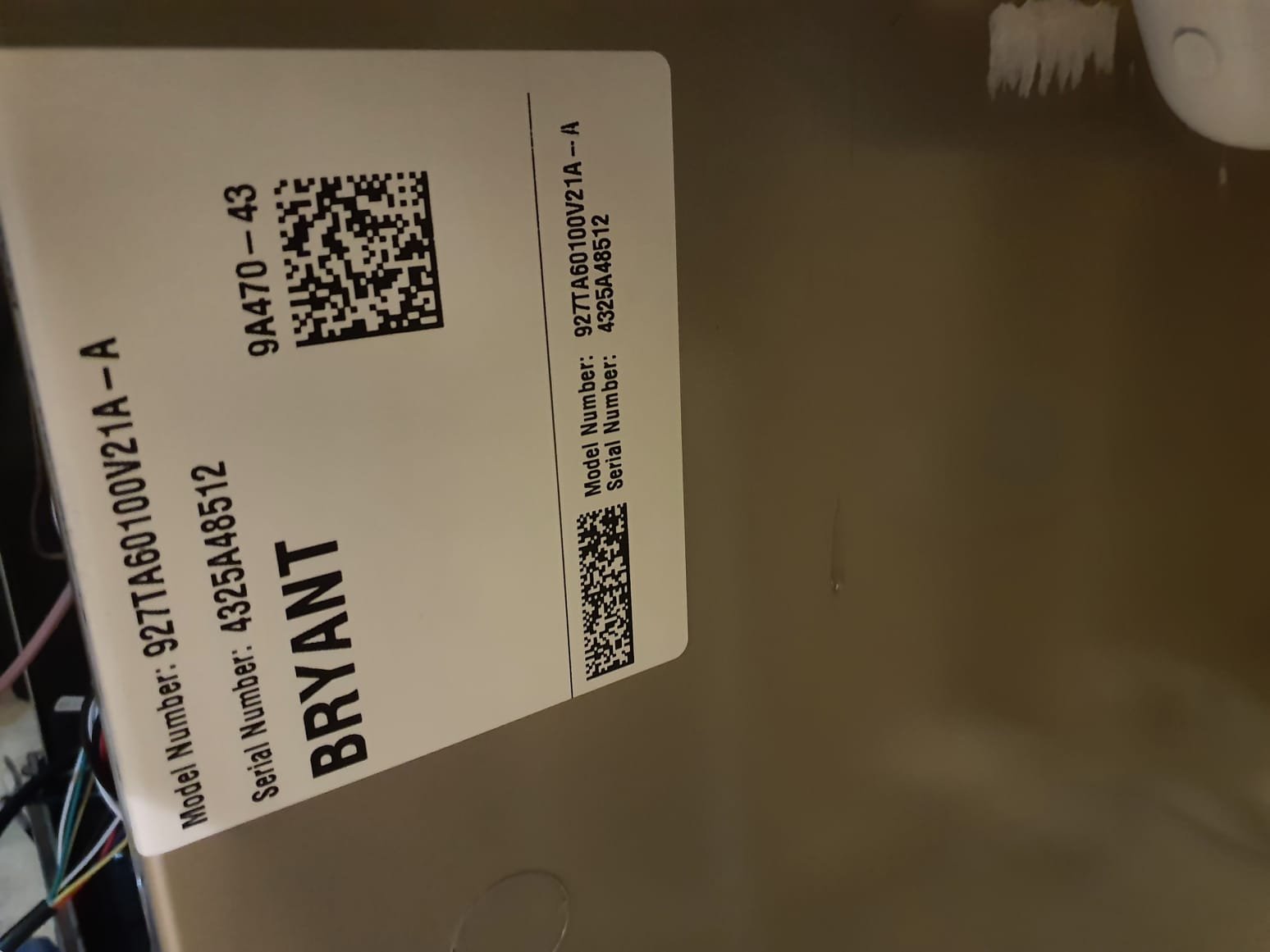 
SOLD: 11/19/2025 8:51:58 AM - Option 2

Install New Bryant HVAC System 
Bryant Preferred 96 2-Stage Gas Furnace
Model #: 927TA60100V21A-A
Serial #: 4325A48512
36,000 BTU's - 97% AFUE
Bryant Two-Stage Air Conditioner
Model #: 148TAN03600WAAAB
Serial #: 3225E00551
3 Ton - 16.5 SEER2
Puron Advance Refrigerant, R-454B
Matching Cased Coil: CVAVA3621XMAEAAA
Serial #: 0925J9925
 
Installation:
* Reconnect to existing gas line and high voltage electric
* Transition to existing supply and return ductwork
* Start up and commission new system
* Honeywell Vision Pro 8000 Thermostat
* Aprilaire 1210 (20X25) Media Air Cleaner
 
Warranty:
20 Year Bryant manufacturers Heat Exchanger Warranty (Annual maintenance must be performed)
10 Year Bryant manufacturers Parts & Compressor Warranty (Annual maintenance must be performed)
2 Year Westin Air Labor Warranty (Annual maintenance must be performed)
