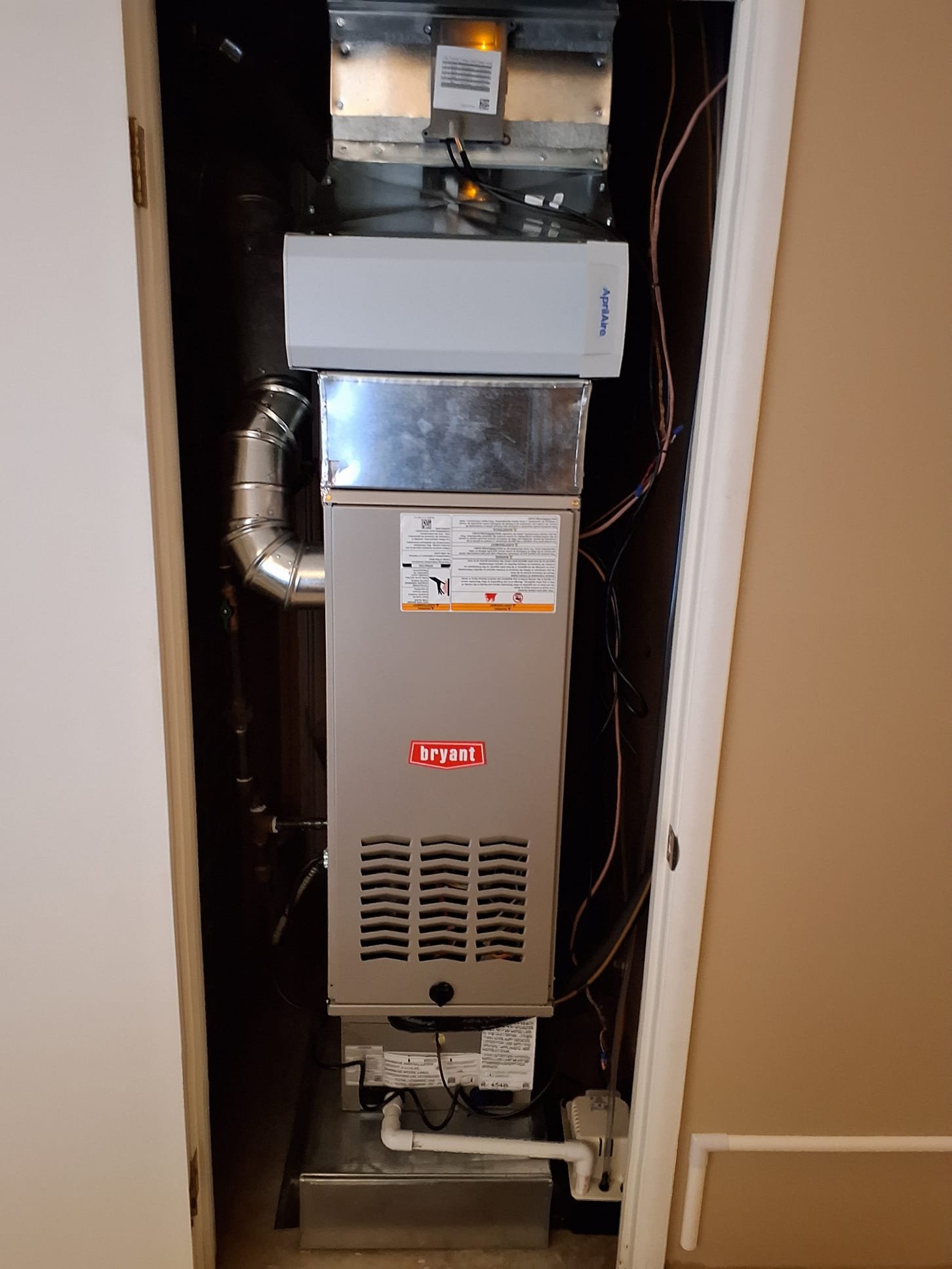 
SOLD: 11/18/2025 6:26:26 PM - Option 2

Install New Bryant HVAC System 
Bryant Preferred 96 Two Stage Gas Furnace
Model #: 820TB36045V14A-A
Serial #: 4325A17135
45,000 BTU's - 80% AFUE
Bryant Single-Stage Air Conditioner
Model #: 146SAN01800WAAAB
Serial #: 2025E00893
1.5 Ton - 16 SEER2
Puron Advance Refrigerant, R-454B
Matching Cased Coil: CVAVA2414XMAEAAA
Serial #: 2625J21344
 
Installation:
* Air Filtration - Aprilaire 1410 (16X25) Media Air Cleaner
* Reconnect to existing gas line and high voltage electric
* Transition to existing supply and return ductwork
* Start up and commission new system
* Electrical Services - Run New Thermostat Wire
* Install Customer Provided Ecobee Thermostat

 
Warranty:
20 Year Bryant manufacturers Heat Exchanger Warranty (Annual maintenance must be performed)
10 Year Bryant manufacturers Parts & Compressor Warranty (Annual maintenance must be performed)
2 Year Westin Air Labor Warranty (Annual maintenance must be performed)
