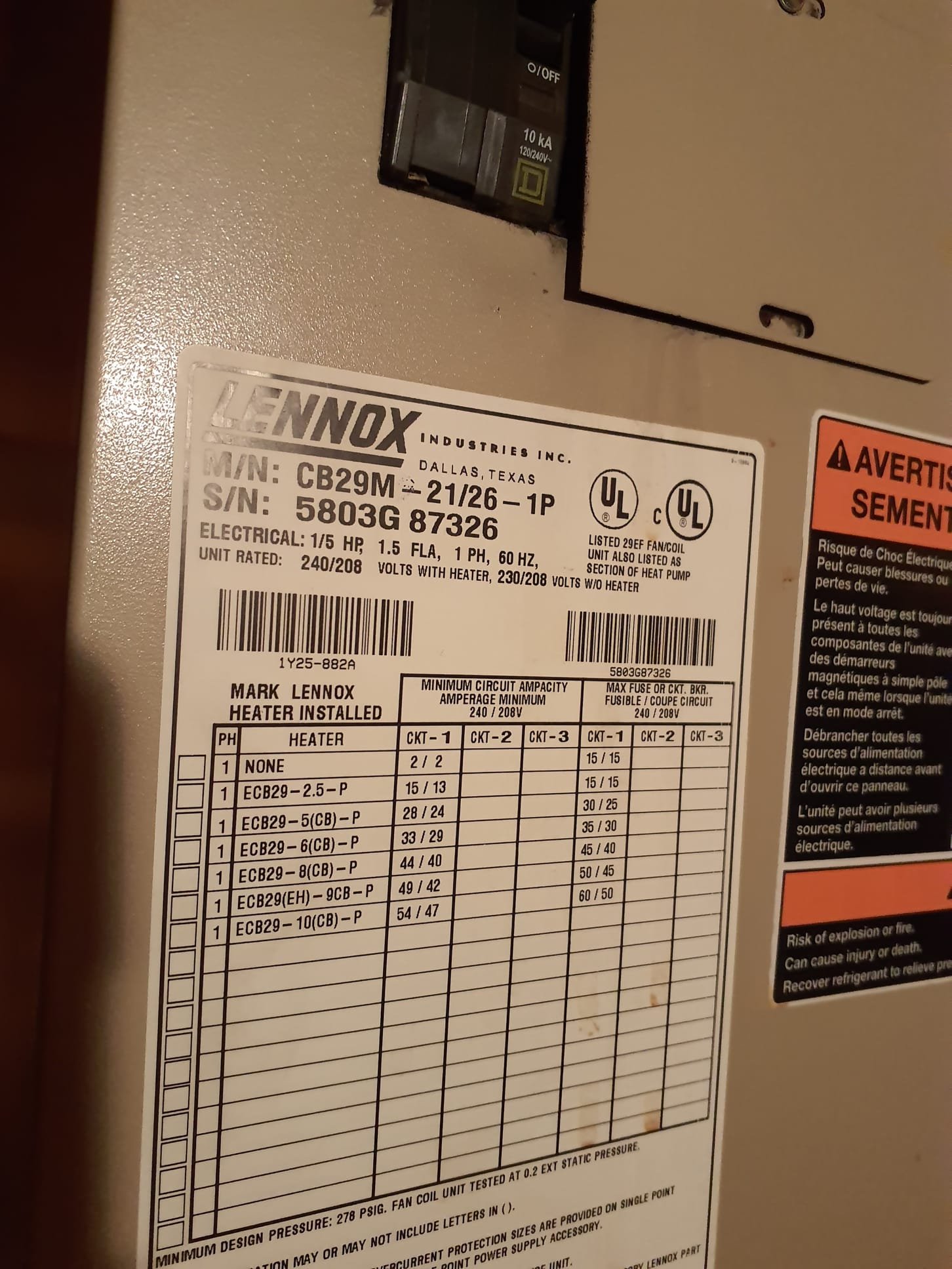 Diagnosed failed heat sequencer
Replaced with a contactor and relay
This is heavier duty and more reliable than the sequencer that failed
Sequencer was previously replaced in 2018