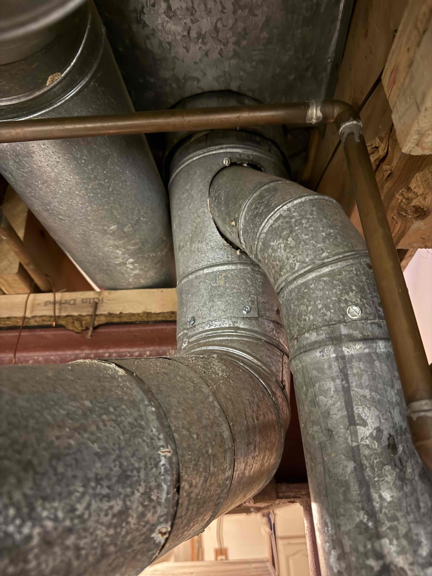 Gas heating preventative maintenance performed
Check filter - 20x25x4 ok due by next season
Clean flame sensor
Inspect burners - clean no concerns
Ohm test igniter: 55.5
Inspect wiring for loose connections and/or hot spots - none found
Check humidifier pad: clean air open
Inspect exhaust flu - 4” round pipe - disconnected at water heater junction. Taped gaps up and quoting repair
Set thermostat for heat
Check amp draw on blower motor: 6.98
Check amp draw on inducer motor:0.35
Check delta T -  42°
Furnace is in optimal running conditions

4inch furnace pipe to 5” to 3” 5” 7” Y fitting for main flu pipe. 