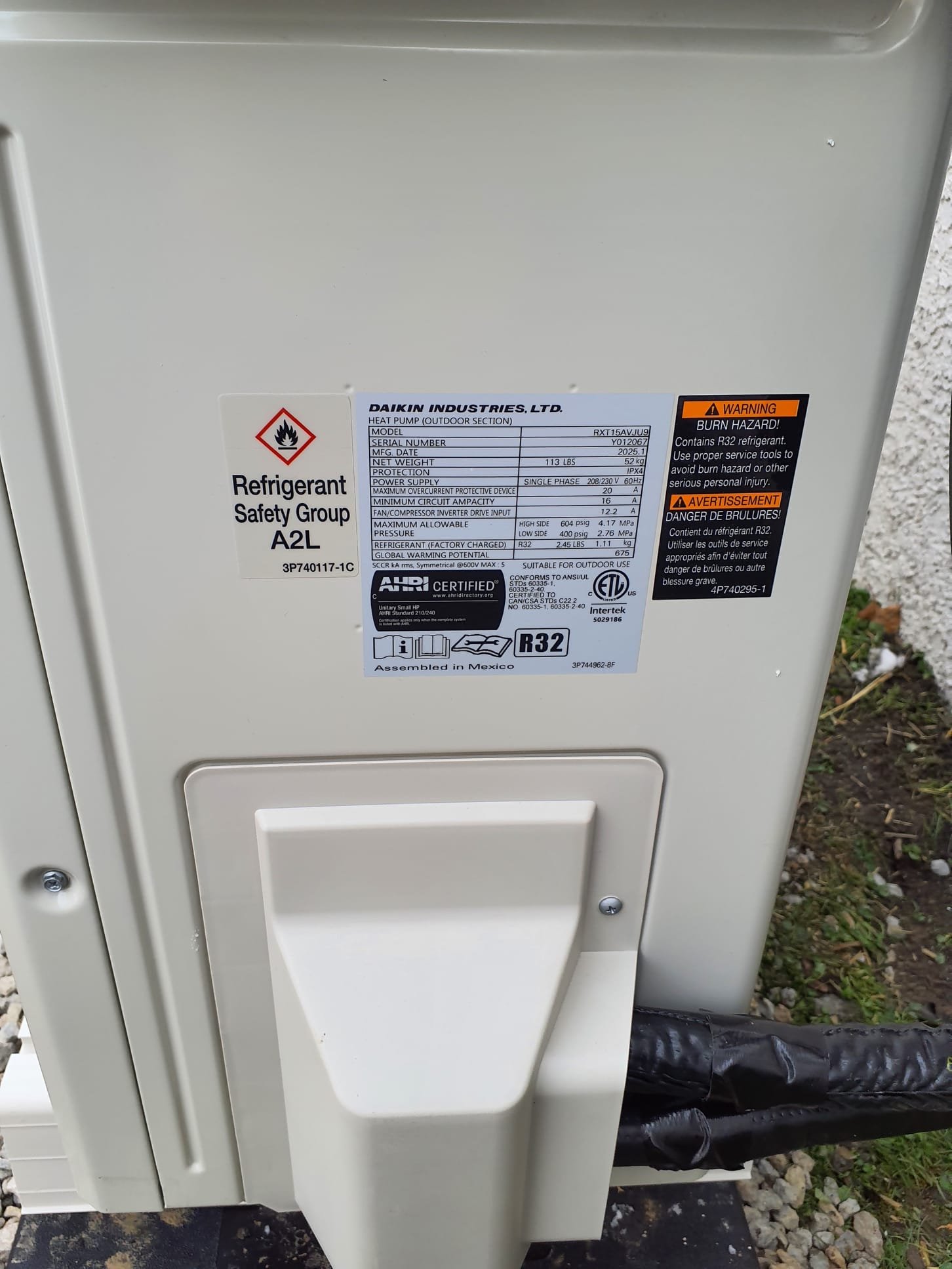 
SOLD: 11/14/2025 1:39:32 PM - Option 1
Install Daikin Aurora Ductless System
*Variable Speed Heat Pump:
Model #: RXT15AVJU9
Serial #: Y012067
15,000 BTU's
21 SEER2 - 12.2 EER2 - 10.5 HSPF2
Heating Operation at -13 Degrees & Above
*Daikin Wall Mounted Air Handler
Model #: FTXV15AVJU9
Serial #: Y068524

 
Installation:
* Installation of electric wiring whip & disconnect
* Start up and commission new system
 
Warranty:
12 Year Daikin manufacturers Parts Warranty (Annual maintenance must be performed)
2 Year Westin Air Labor Warranty (Annual maintenance must be performed)
