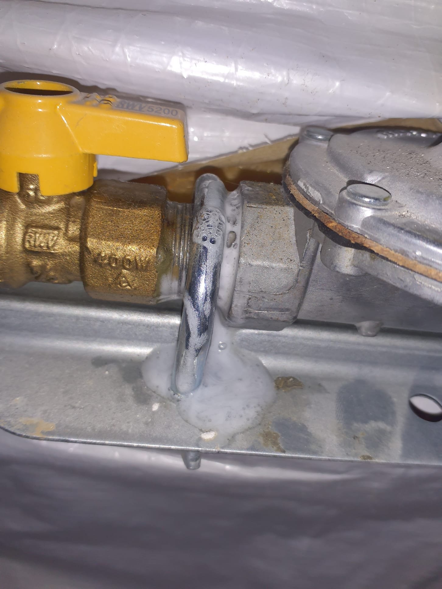 Preventative maintenence inspection on 2022 Carrier two stage high efficiency furnace running in great condition. 20x25x4 air filter in new condition. #35 humidifier pad is new today. Clean flame sensor and check ignitor. Visual inspection of burners. Flush condensation trap and drain lines. Test I-wave operation. Test ran furnace in heating mode. Temperature rise is within specs for both stages. Blower motor and inducer motor running within spec. 3" pvc flue in good condition and no sign of leaks. 0PPM CO detected during testing. Test3d operation of humidifier during heating test. Furnace, humidifier, and I-wave are operating properly, efficiently and ready for Winter. 

After preventative maintenence inspection was performed, there was a gas leak found on the gas manifold on the wall near the furnace. Leak was initially found audibly, and pinpointed with leak detector gel. Gas has been shutoff to prevent further leaks, and a plumber will need to be called to perform repairs. 