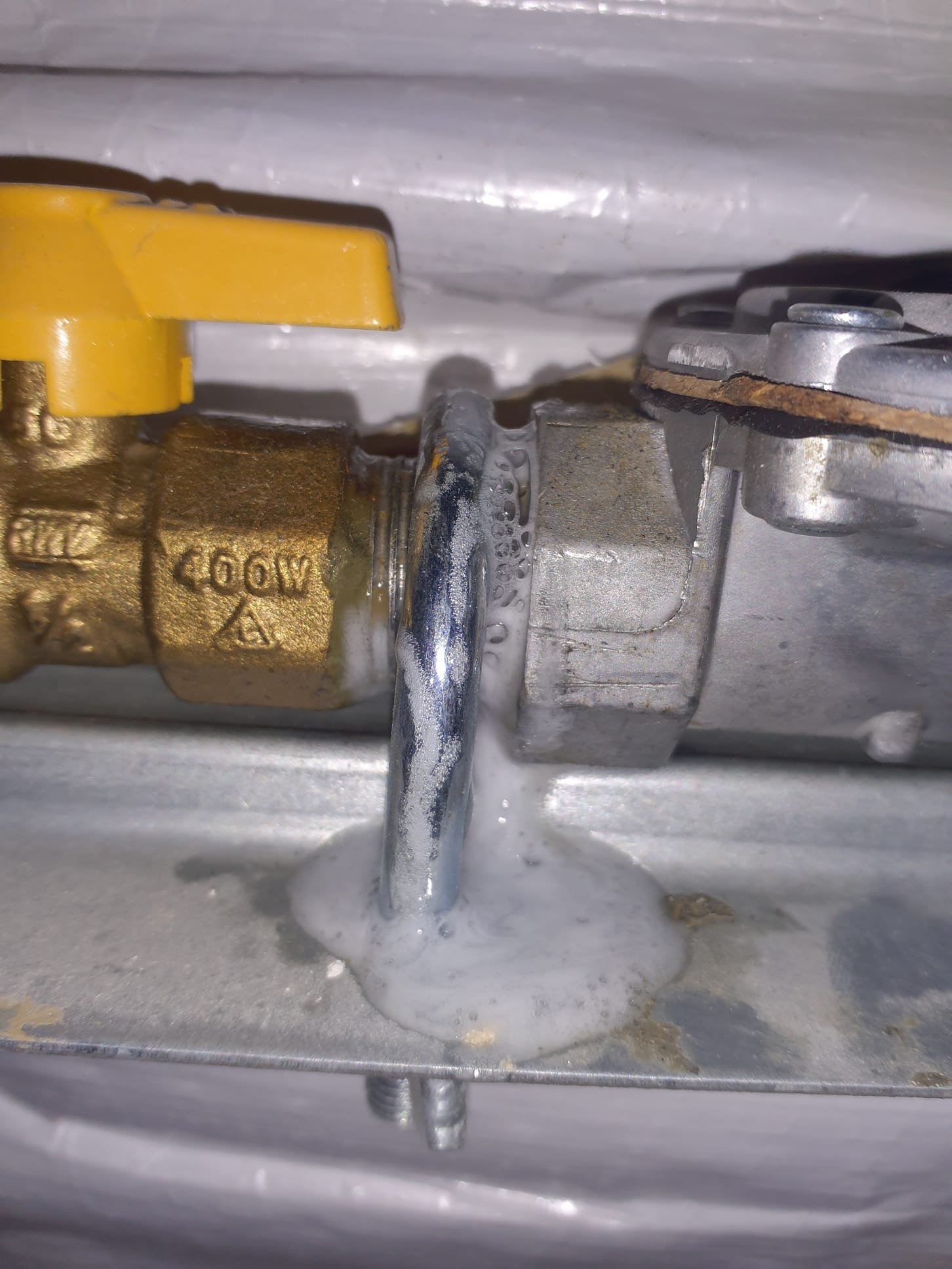 Preventative maintenence inspection on 2022 Carrier two stage high efficiency furnace running in great condition. 20x25x4 air filter in new condition. #35 humidifier pad is new today. Clean flame sensor and check ignitor. Visual inspection of burners. Flush condensation trap and drain lines. Test I-wave operation. Test ran furnace in heating mode. Temperature rise is within specs for both stages. Blower motor and inducer motor running within spec. 3" pvc flue in good condition and no sign of leaks. 0PPM CO detected during testing. Test3d operation of humidifier during heating test. Furnace, humidifier, and I-wave are operating properly, efficiently and ready for Winter. 

After preventative maintenence inspection was performed, there was a gas leak found on the gas manifold on the wall near the furnace. Leak was initially found audibly, and pinpointed with leak detector gel. Gas has been shutoff to prevent further leaks, and a plumber will need to be called to perform repairs. 