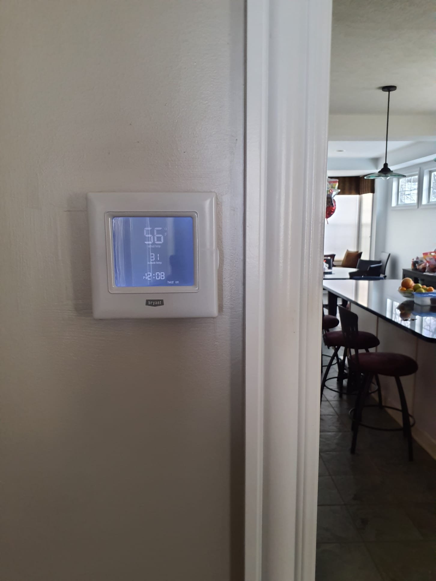 Upon arrival found rollout safety tripped
Furnace producing more than 1500ppm carbon monoxide out the exhaust
Heat exchanger is failed
**Extremely dangerous to operate in its current state**
Furnace needs replaced  
2003 Bryant 100,000btu two stage 90% efficient furnace 21" wide
5 ton AC
2" exhaust and intake piping roughly 35' long
12x24 return drop 
3/8 × 1-1/8" line set 
82" overall height available if the 5" flex duct on the back side is moved up