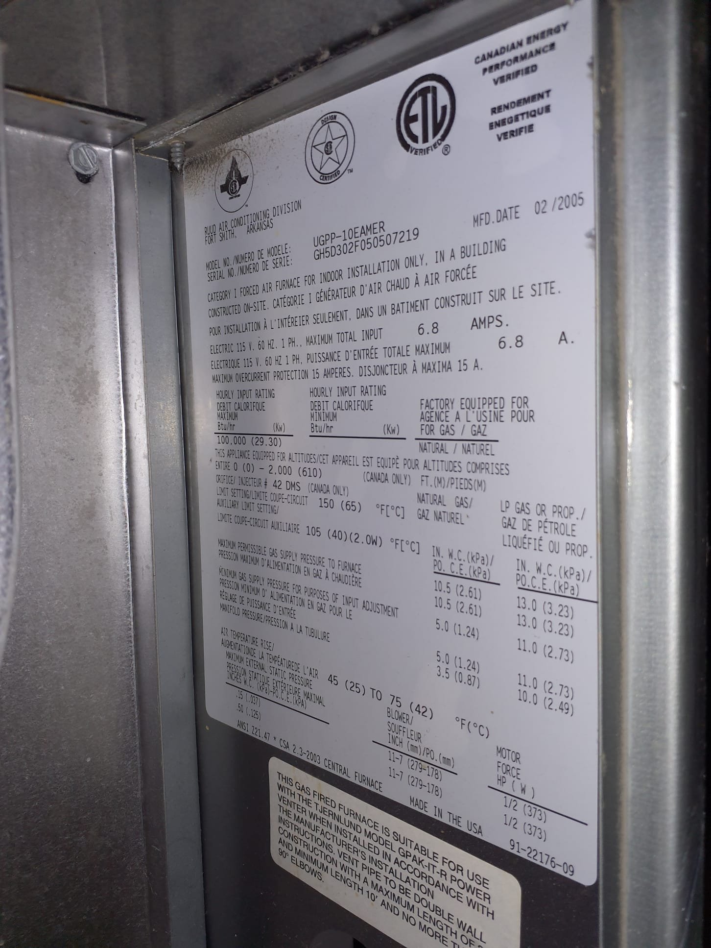 Performed heating maintenance on a 2005 Rheem 80% efficient single stage natural gas furnace 
16x25x1 filter is in new condition 
Pulled flame sensor and cleaned
Blower motor capacitor measuring 7.0mfd, rating is 7.5
Blower is very dirty
Cleared inducer pressure switch port
Performed run test and combustion analysis
Furnace is overheating due to the dirty blower and shutting down on the high temperature limit
Combustion test readings are healthy
In an attempt to stop the high limit trips, increased blower speed to high and decreased gas pressure (2.3"wc, spec is 3.5")  Run time is longer but still hits the high limit after 6 minutes of run time
**Strongly recommend the blower cleaning we quoted**
No safety concerns with the furnace, but it is not running at manufacturer's specifications due to the dirty blower 
Furnace may not be able to keep up on extremely cold days