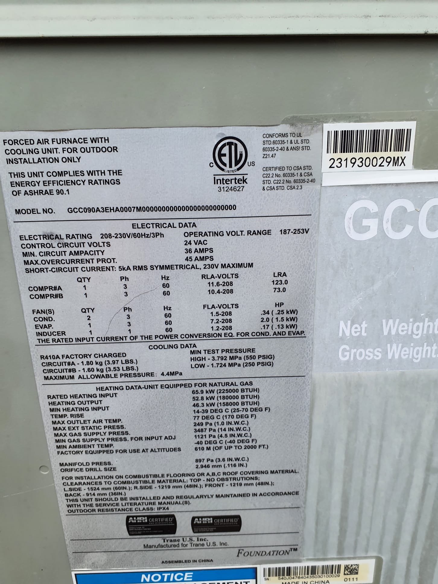 Performed maintenance on the 4 working unite
Replaced all filters:
(4) 20x20x2
20x25x2
(2) 16x25x1
Cleaned flame sensors
Checked capacitors
Ran combustion test on the old unit (passed for healthy heat exchanger)
Checked blowers
Blower belt OK on big unit out back
No water leaks present 
Blower wheels in good condition
No concerns found at this time
