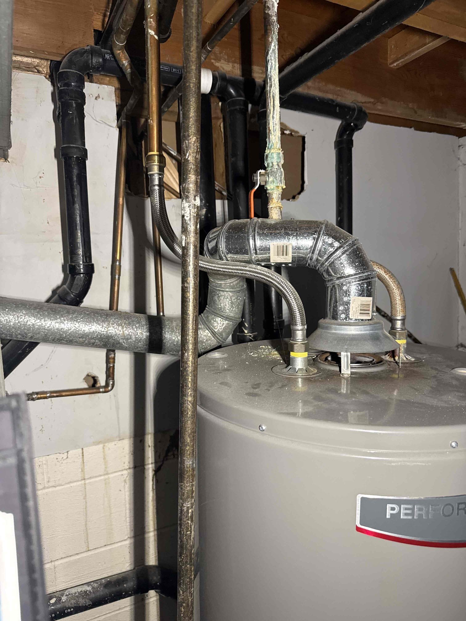 Gas heating preventative maintenance performed
Check filter - 16x25x1 ok due soon
Clean flame sensor
Inspect burners - no concerns
Ohm test igniter: 56.2
Inspect wiring for loose connections and/or hot spots - none found
Check humidifier pad: n/a
Inspect exhaust flu - no concerns with furnace / water heater vent not properly installed and allowing backdraft and deadly CO to escape from pipe. Quote redirecting vent pip
Set thermostat for heat
Check amp draw on blower motor: 3.29
Check amp draw on inducer motor:0.62
Check delta T -  58
Furnace is in optimal running conditions