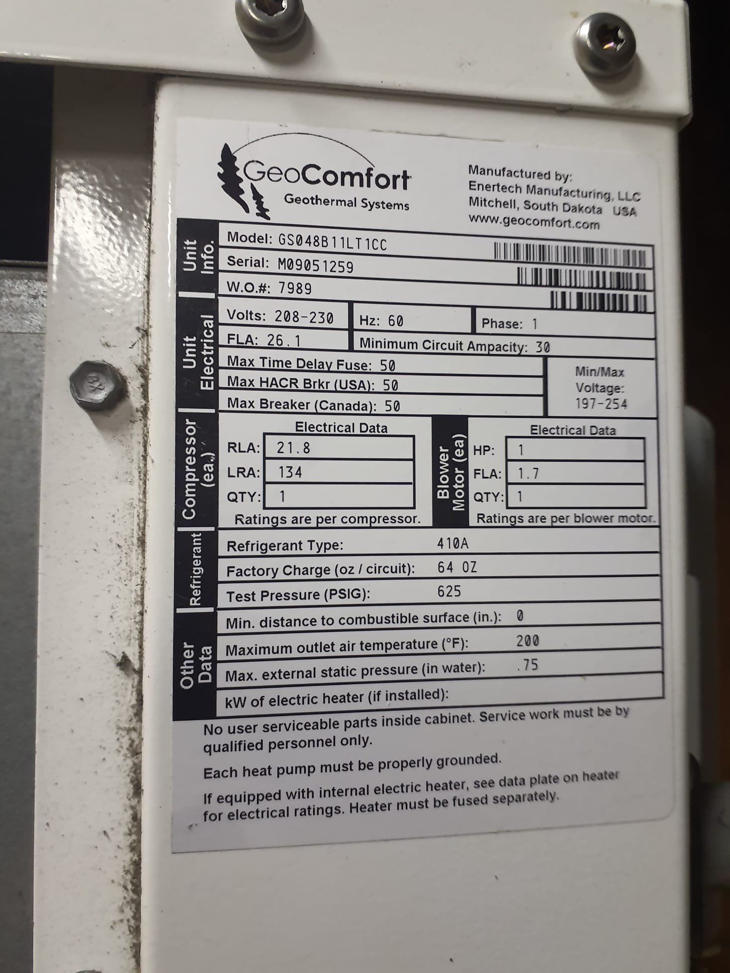 Blower motor has internally failed and will not operate. Double tested with ecm motor tester. Blower motor needs replaced. 

Replace faulty blower motor with new universal 1hp ecm blower motor. Test run operation of blower motor and geothermal to ensure no other problems. Geothermal operation tested with no issues found or suspected at this time. 