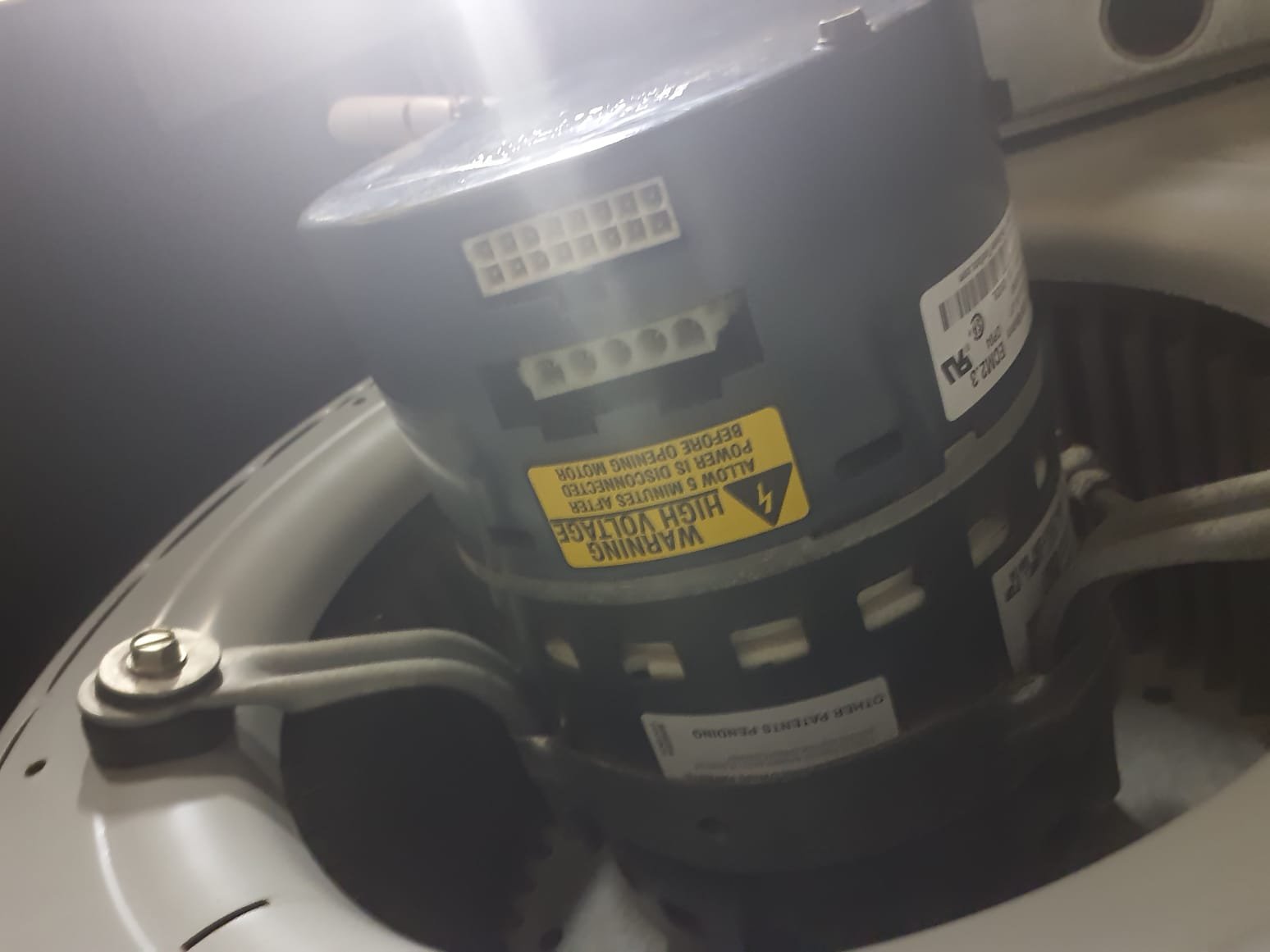 Blower motor has internally failed and will not operate. Double tested with ecm motor tester. Blower motor needs replaced. 

Replace faulty blower motor with new universal 1hp ecm blower motor. Test run operation of blower motor and geothermal to ensure no other problems. Geothermal operation tested with no issues found or suspected at this time. 