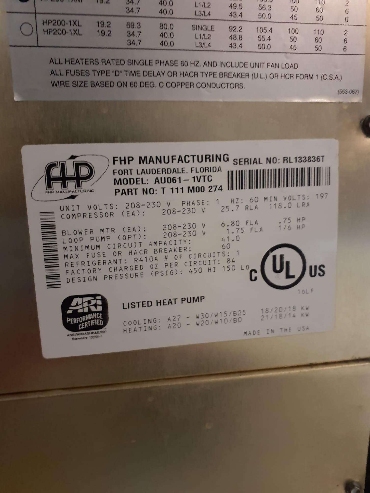 Florida heat pump brand geothermal heat pump
3psi refrigerant pressure
Pumped up system with nitrogen
Leak is in a section of the air coil that cannot be repaired
Left nitrogen in the system and disconnected compressor wire harnesses to prevent it from running

We will try to locate parts for a repair
We will also quote a new geothermal system