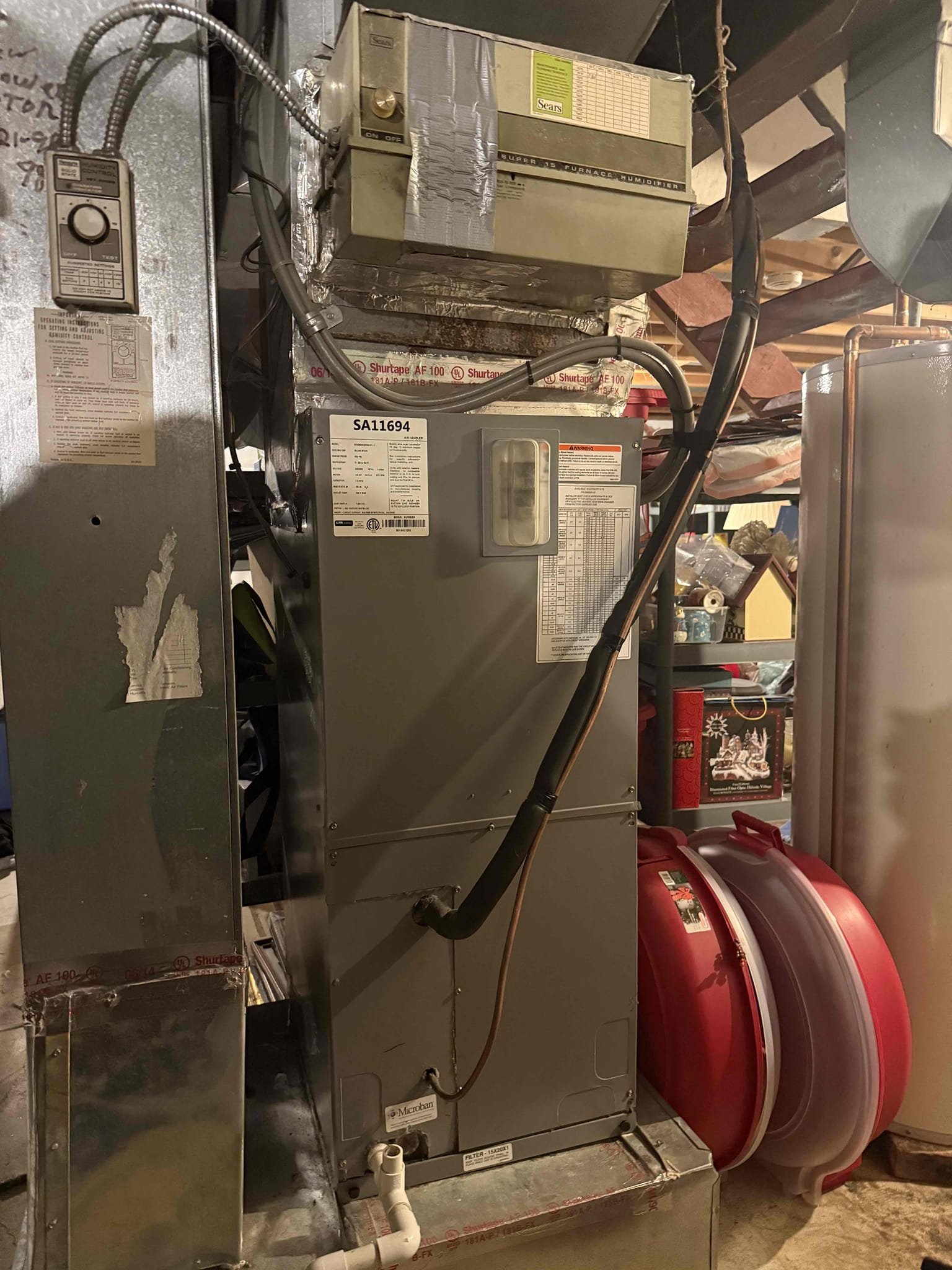 Upon arrival inspected system and found unit was heating at 27° rise on electric heat. Inspected heat strips and each pulling 16-18 amps and no errors with limits or anything. Air conditioner only outside so unit runs off electric heat only. Unit not satisfying demand Tenant stated unit has always ran constantly for heat and not quite satisfied. Quote replacement unit inside and outside, Pat requested we quote a heat pump and evap coil only for the basement to fit it in the newer air handler case. If coil cannot be sourced to fit in case then quote full air handler heat pump replacement. 